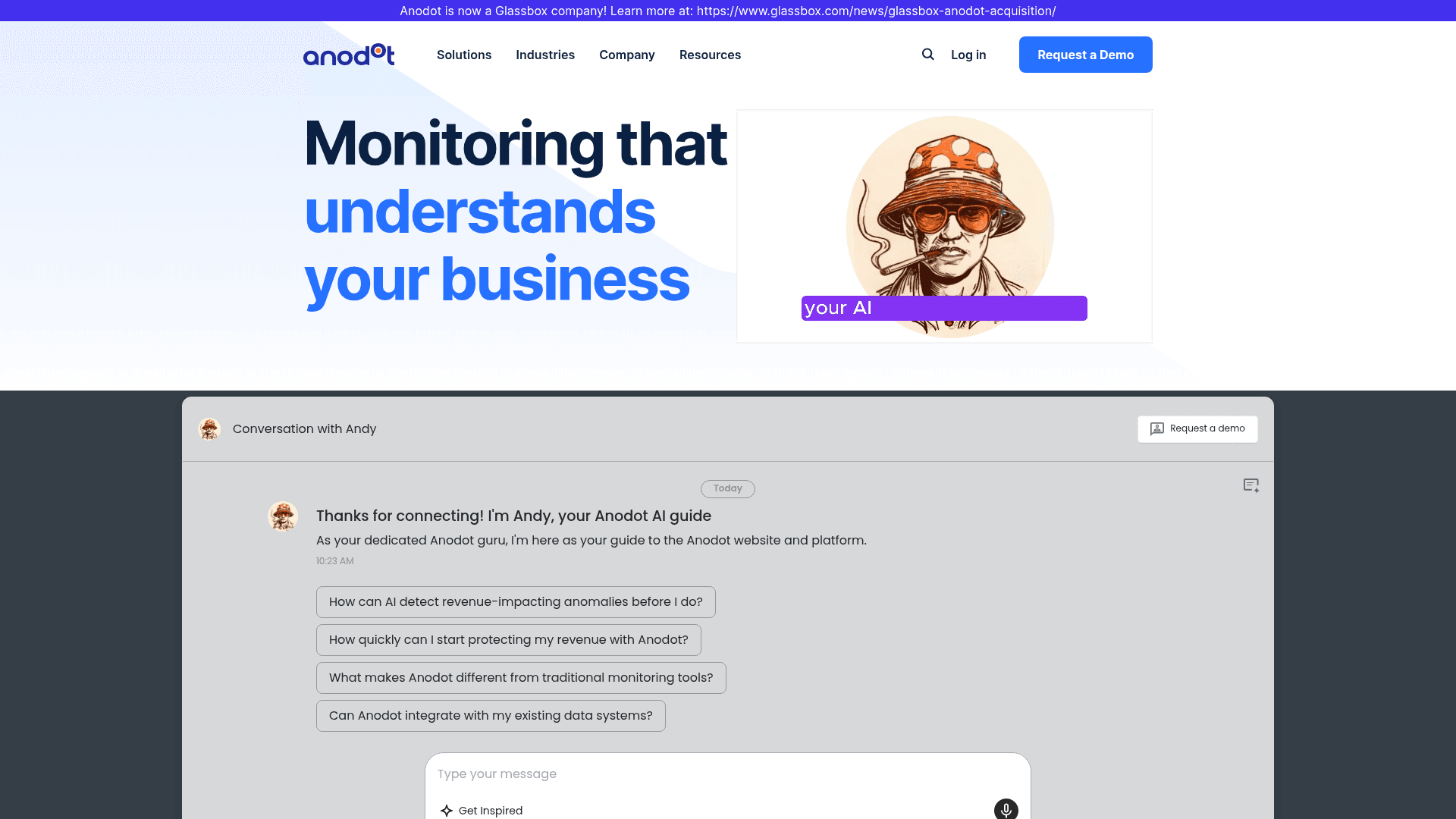Anodot website screenshot