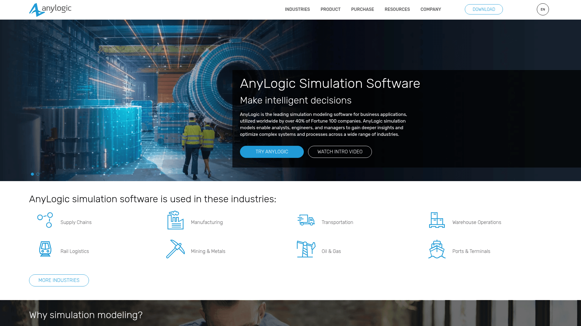 AnyLogic website screenshot