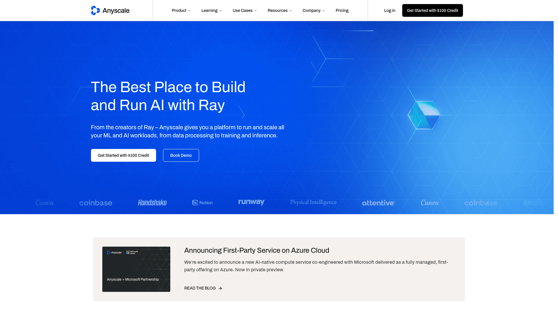 Anyscale website screenshot