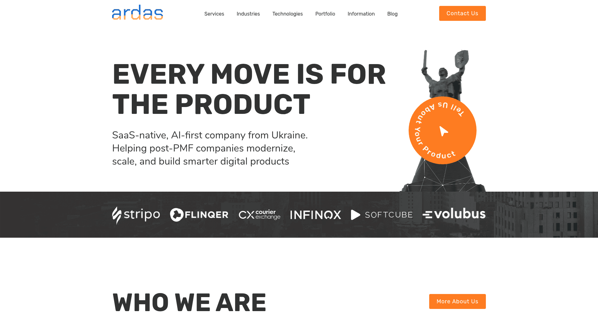 Ardas website screenshot