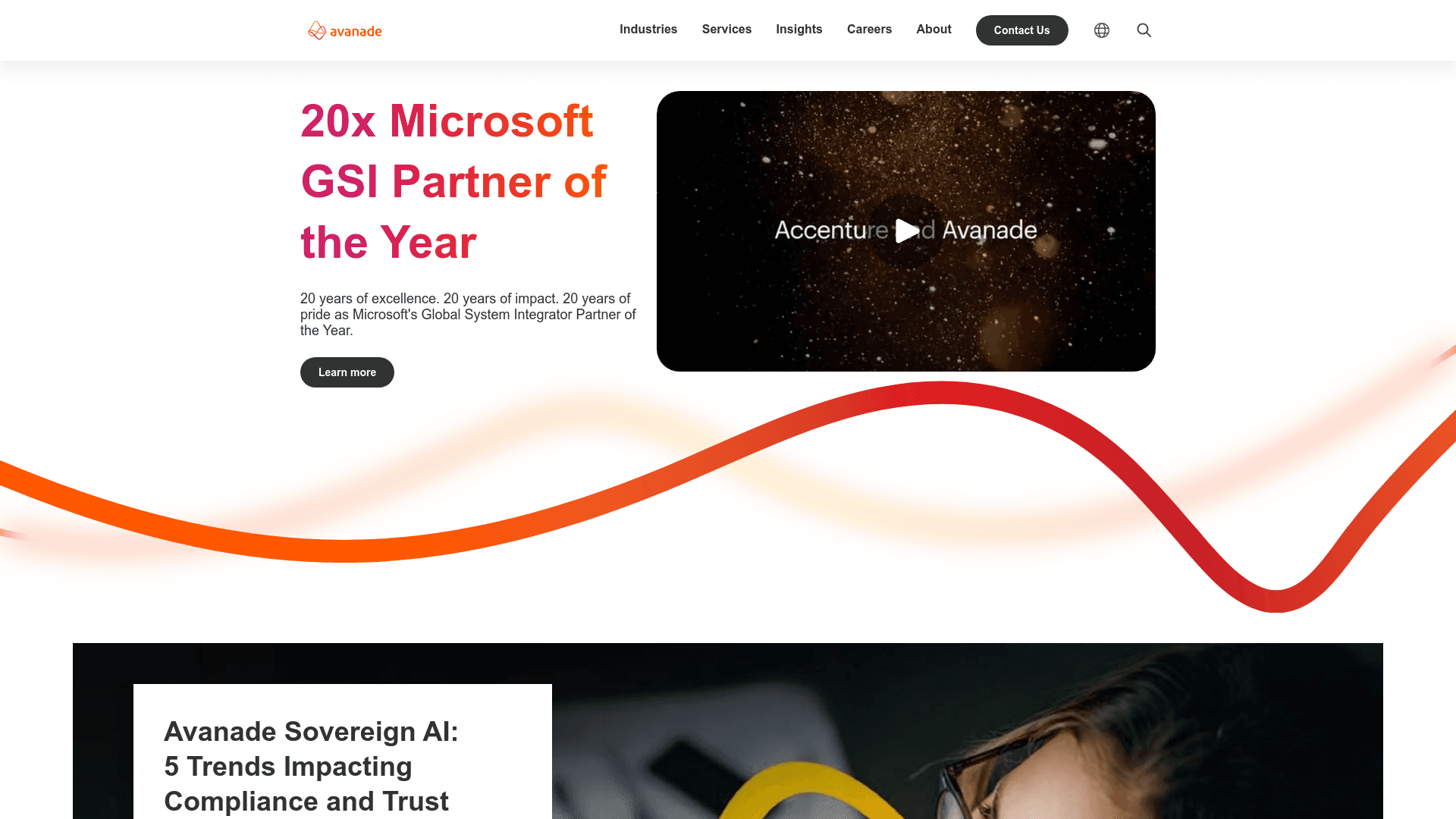 Avanade website screenshot