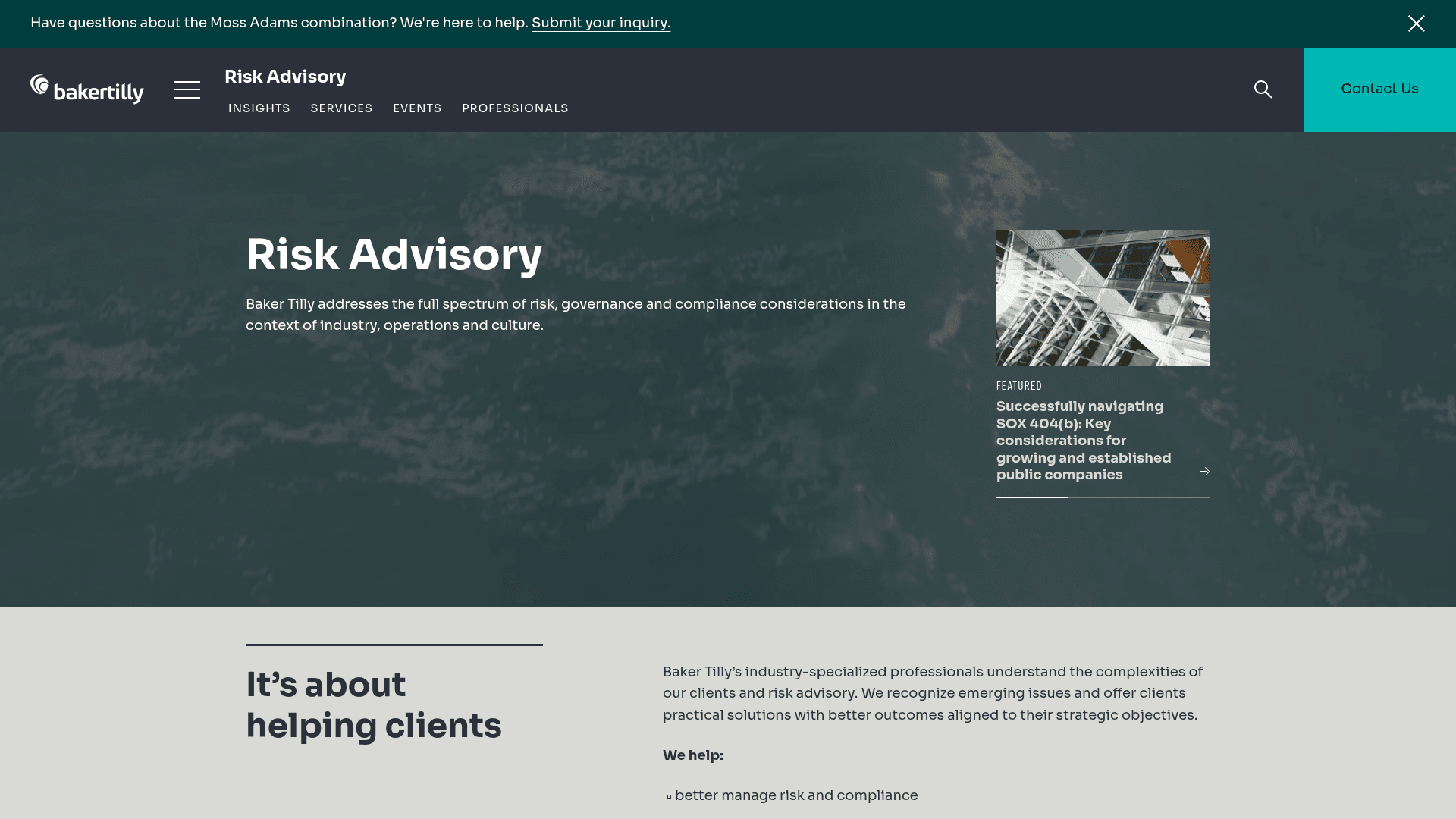 Baker Tilly website screenshot