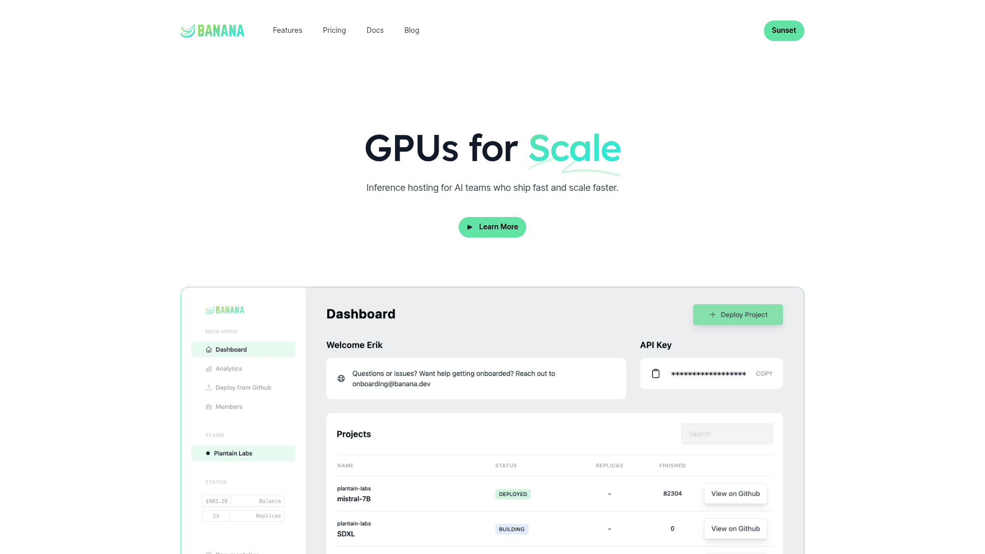 Banana Dev website screenshot