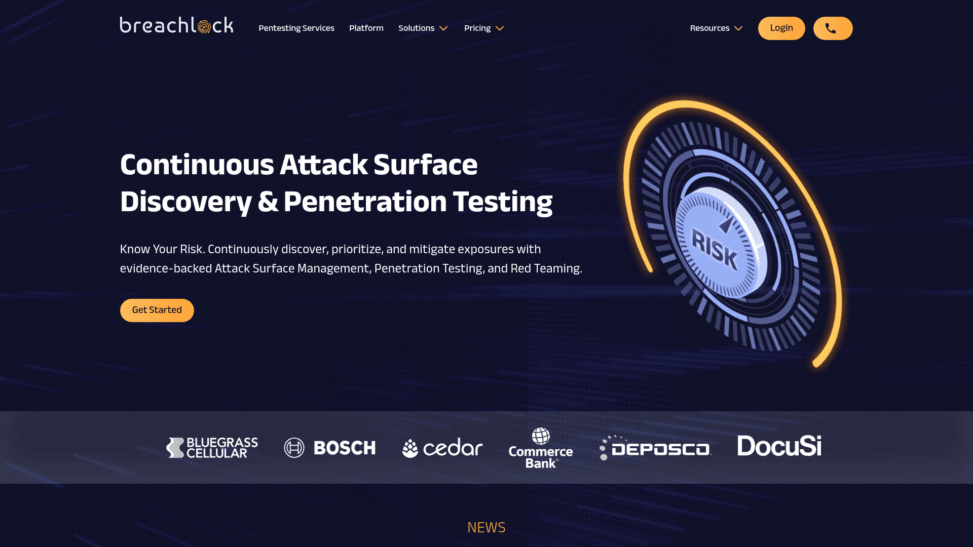 BreachLock website screenshot