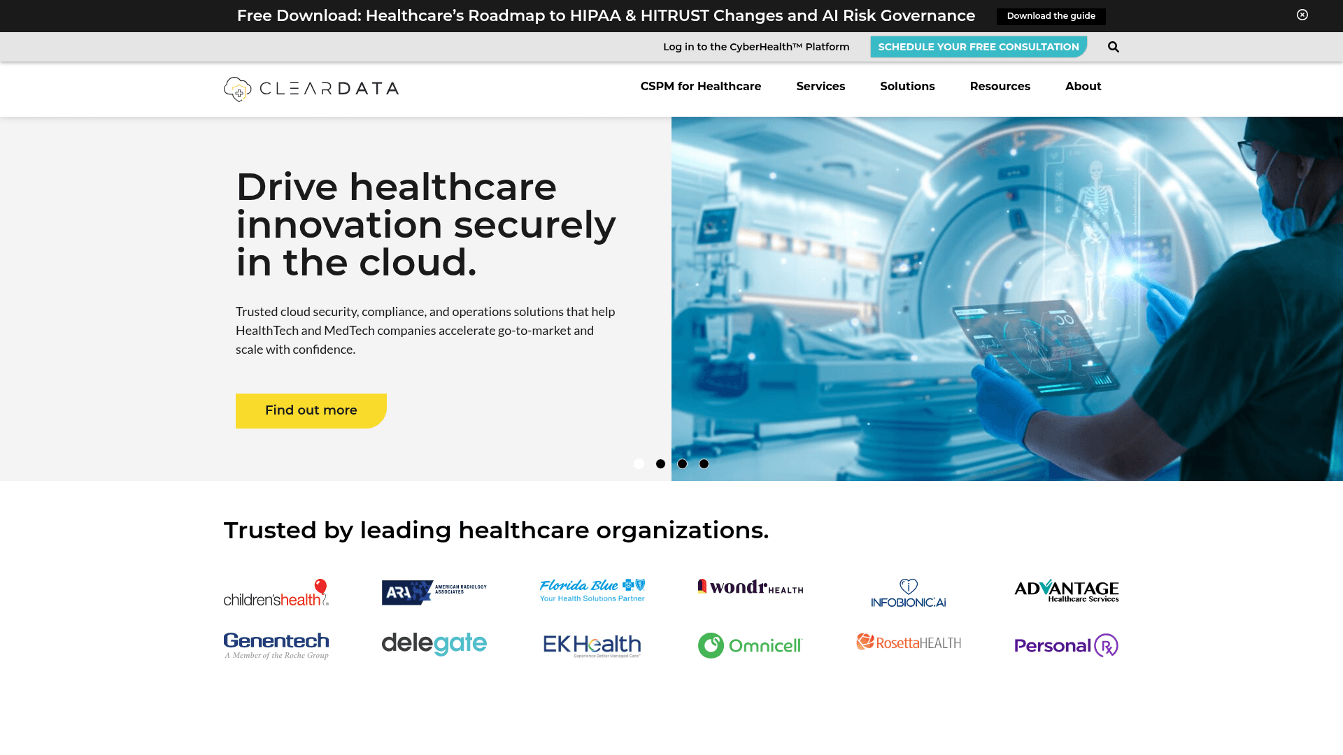 ClearDATA website screenshot