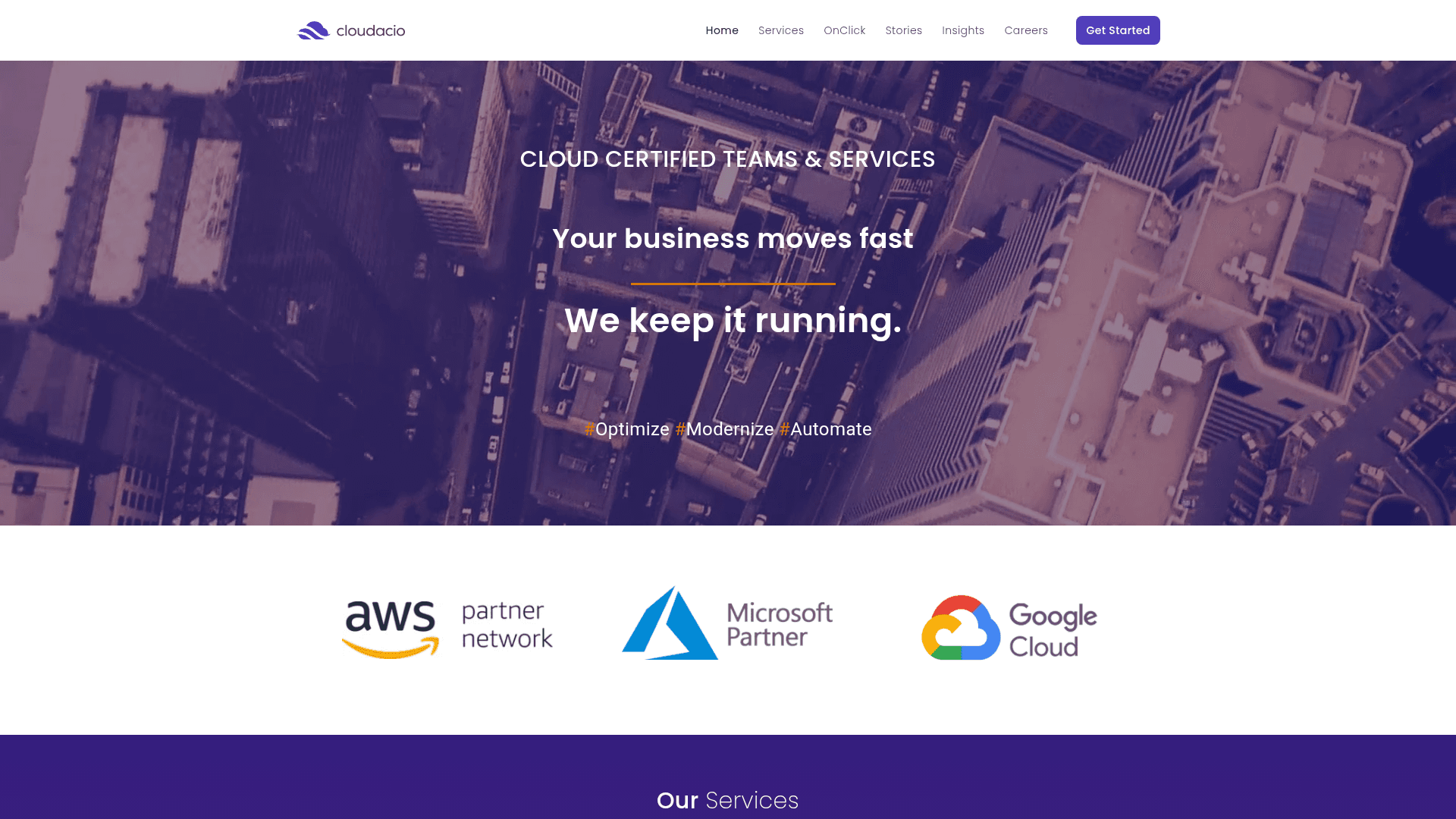 Cloudacio website screenshot