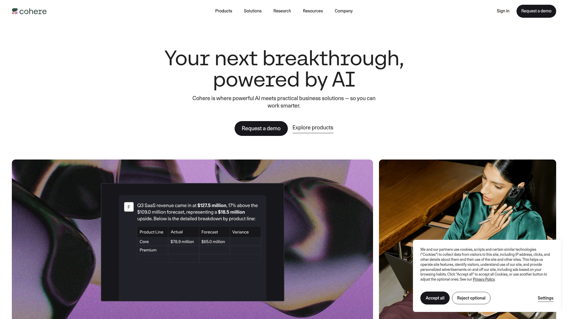 Cohere website screenshot