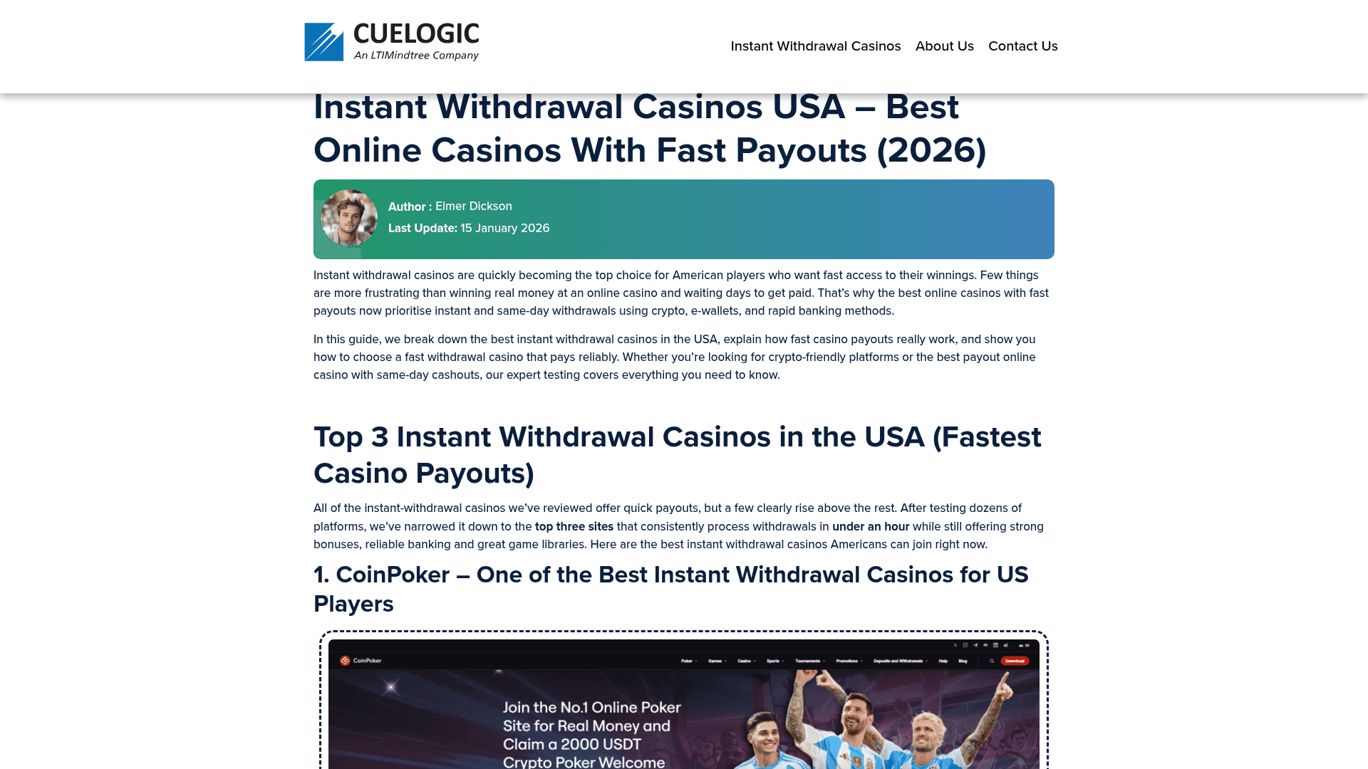 Cuelogic website screenshot