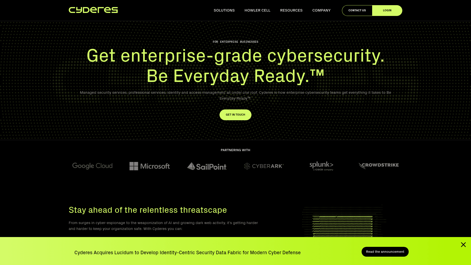 Cyderes website screenshot