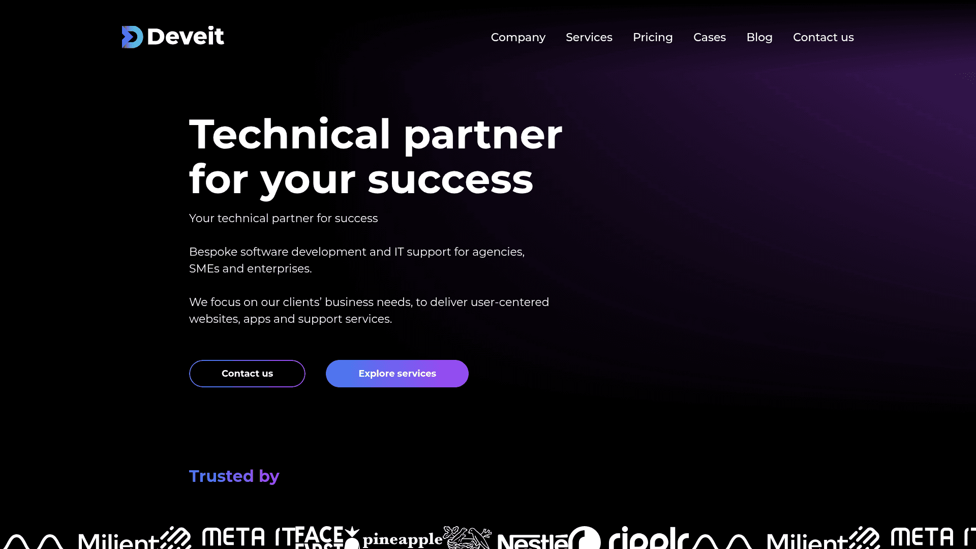 Deveit website screenshot