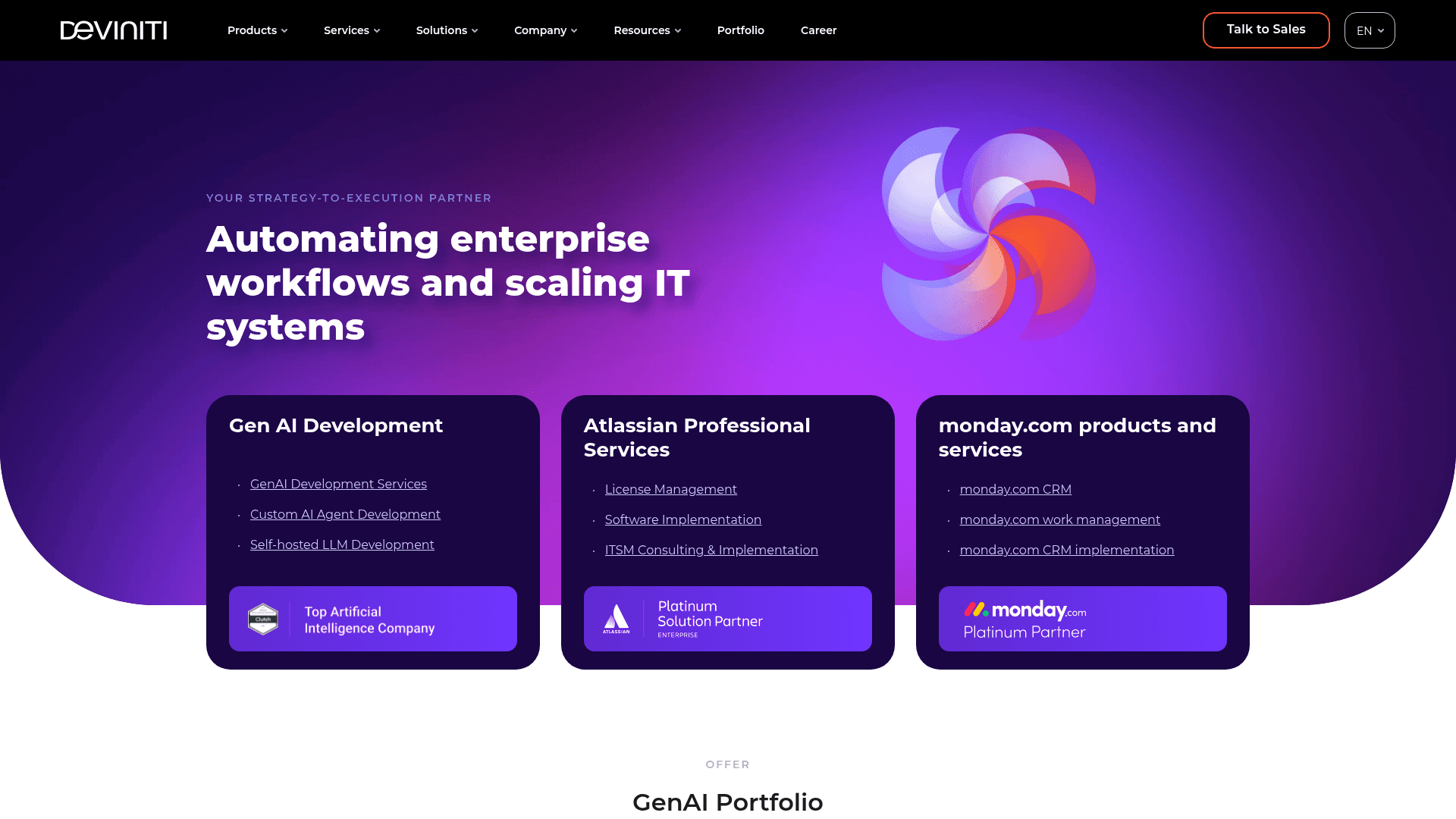 Deviniti website screenshot