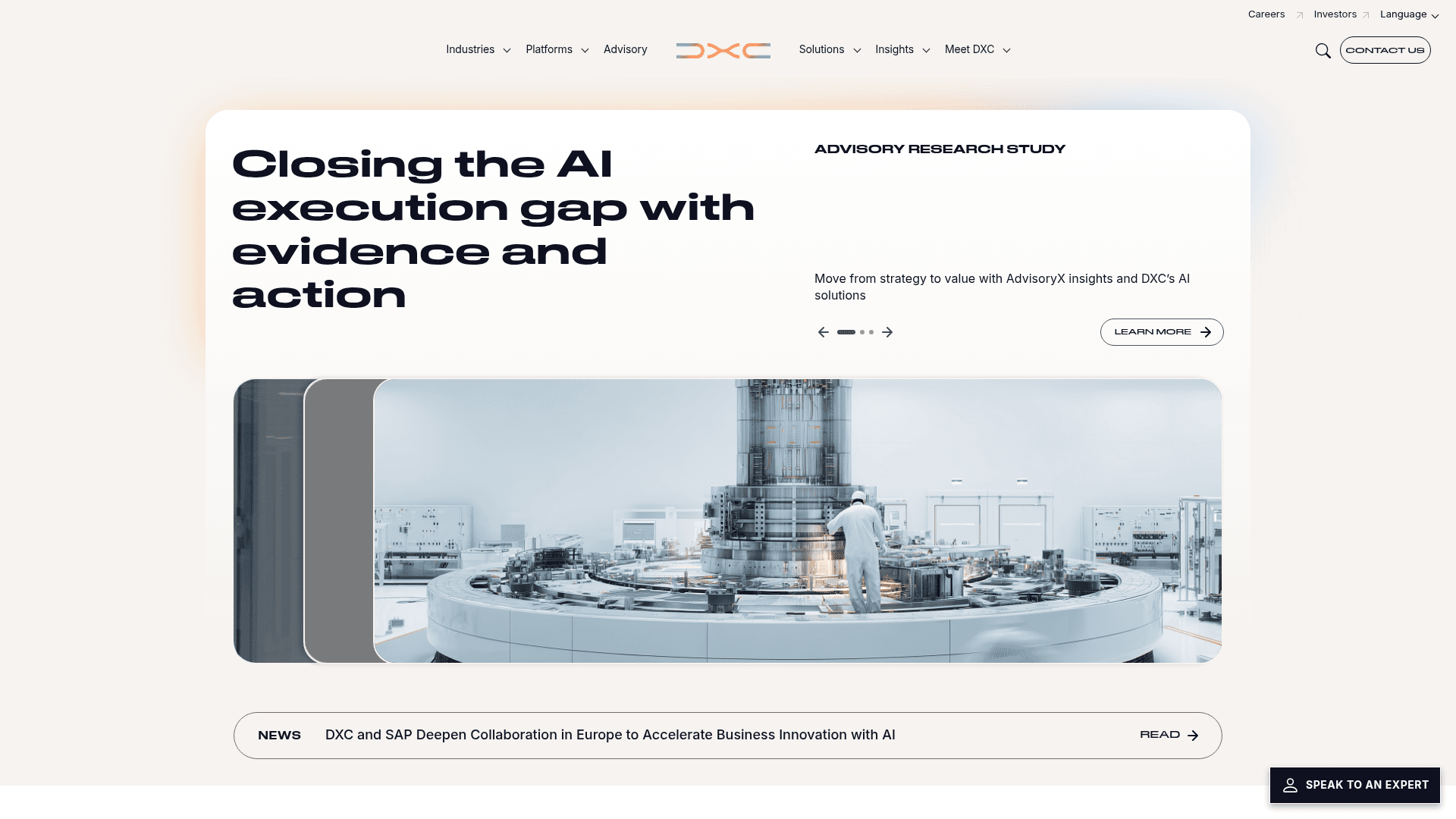 DXC Technology website screenshot