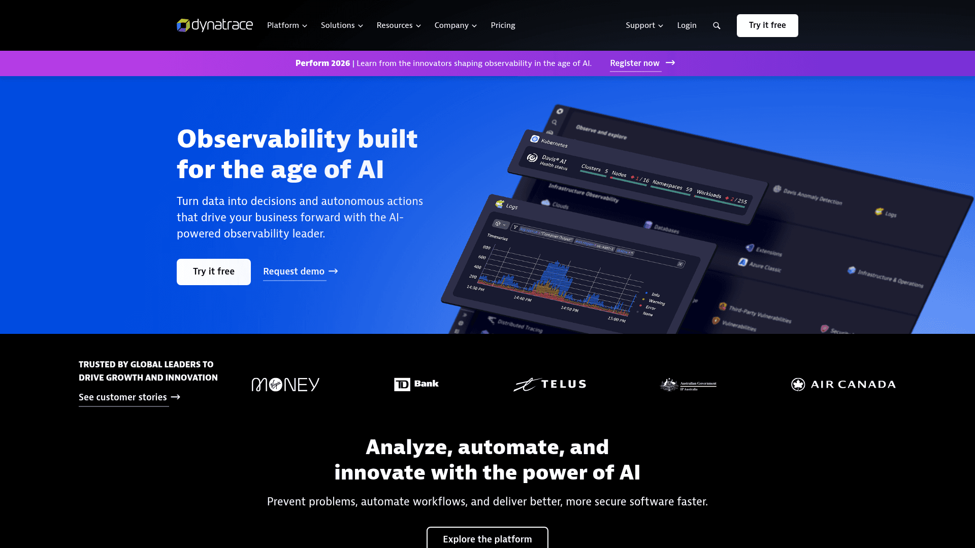 Dynatrace website screenshot
