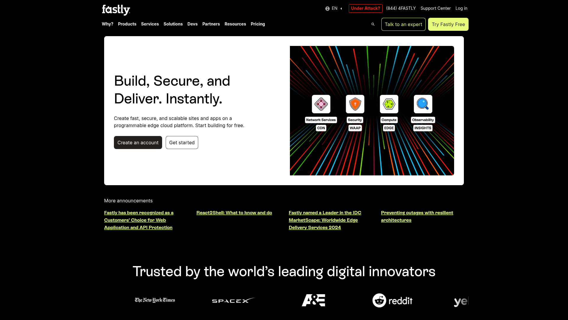 Fastly website screenshot