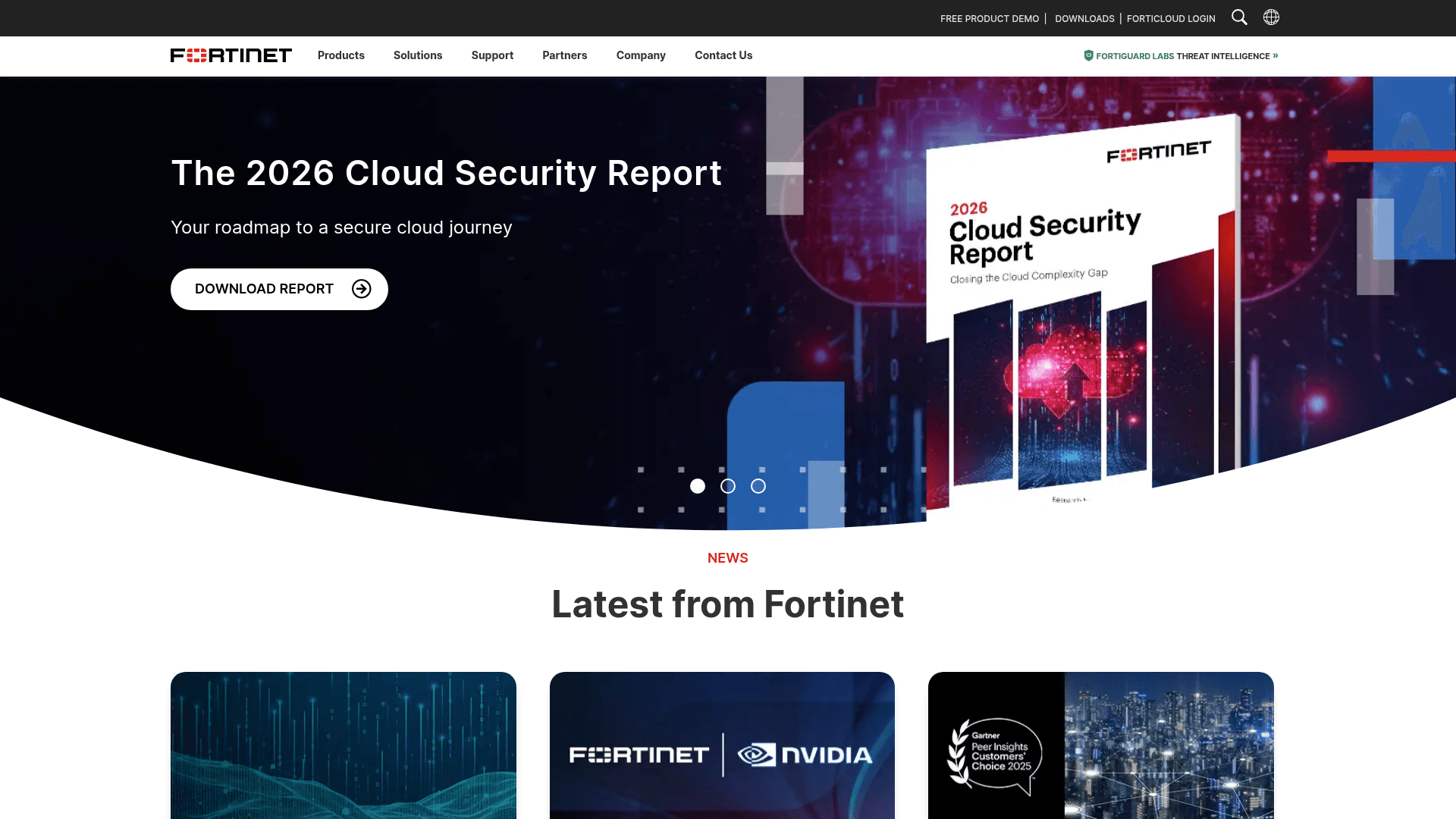 Fortinet website screenshot
