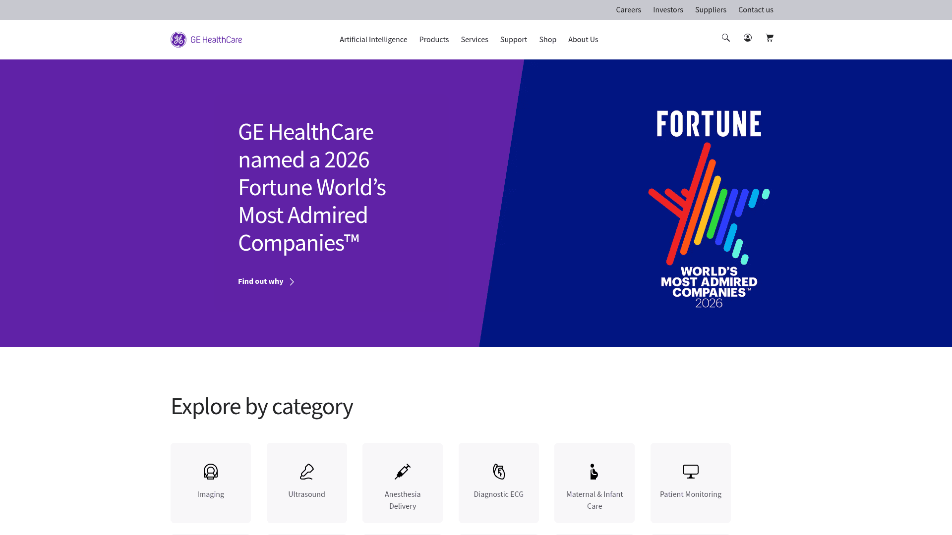 GE HealthCare website screenshot