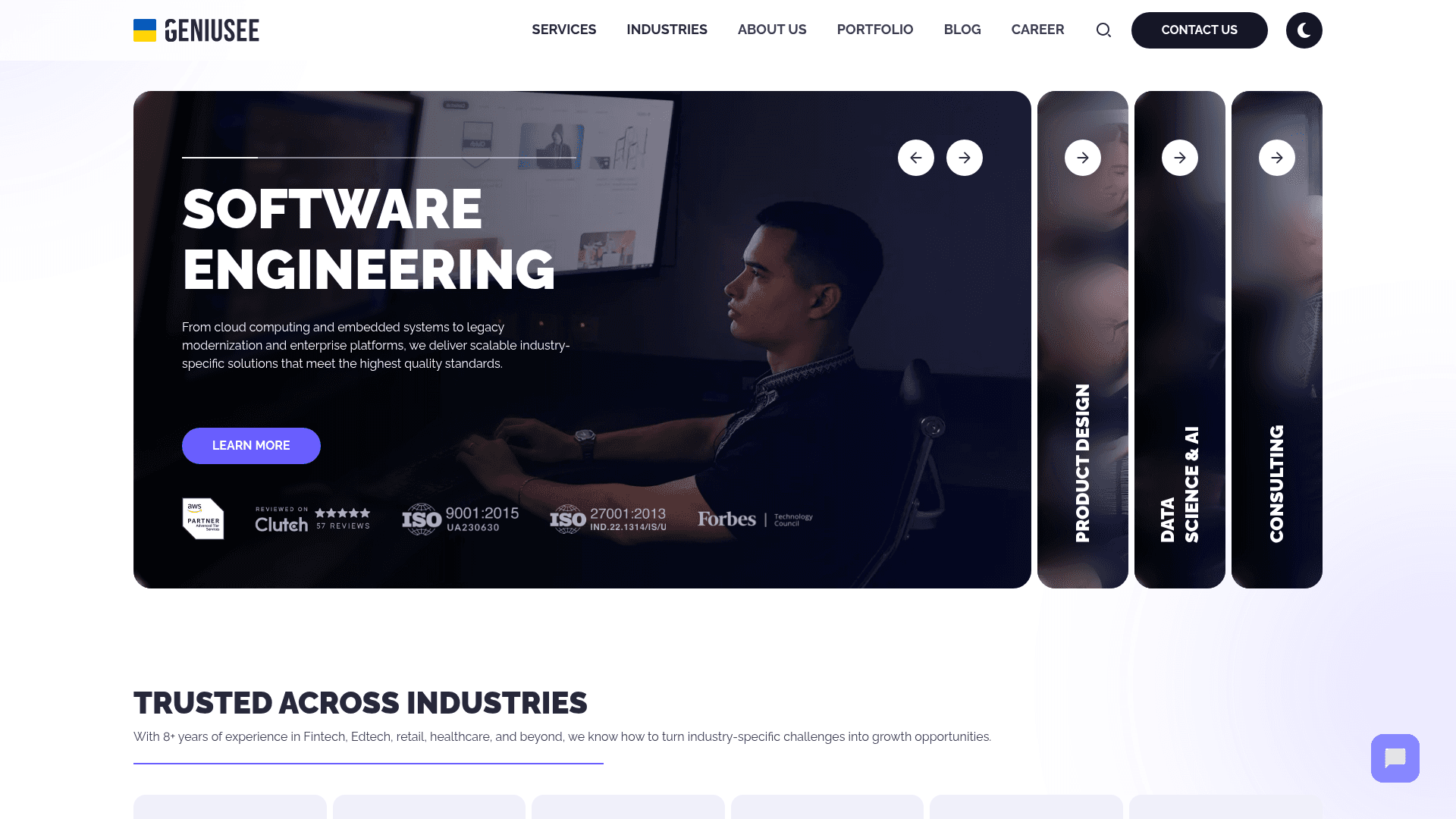 Geniusee website screenshot