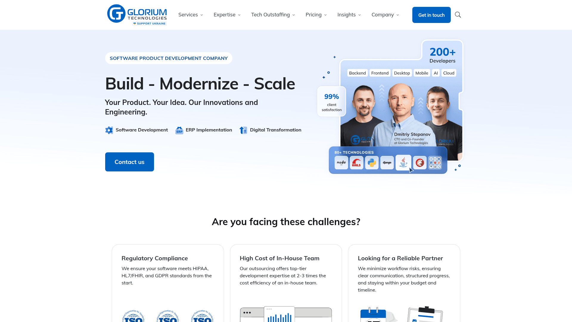 Glorium Technologies website screenshot