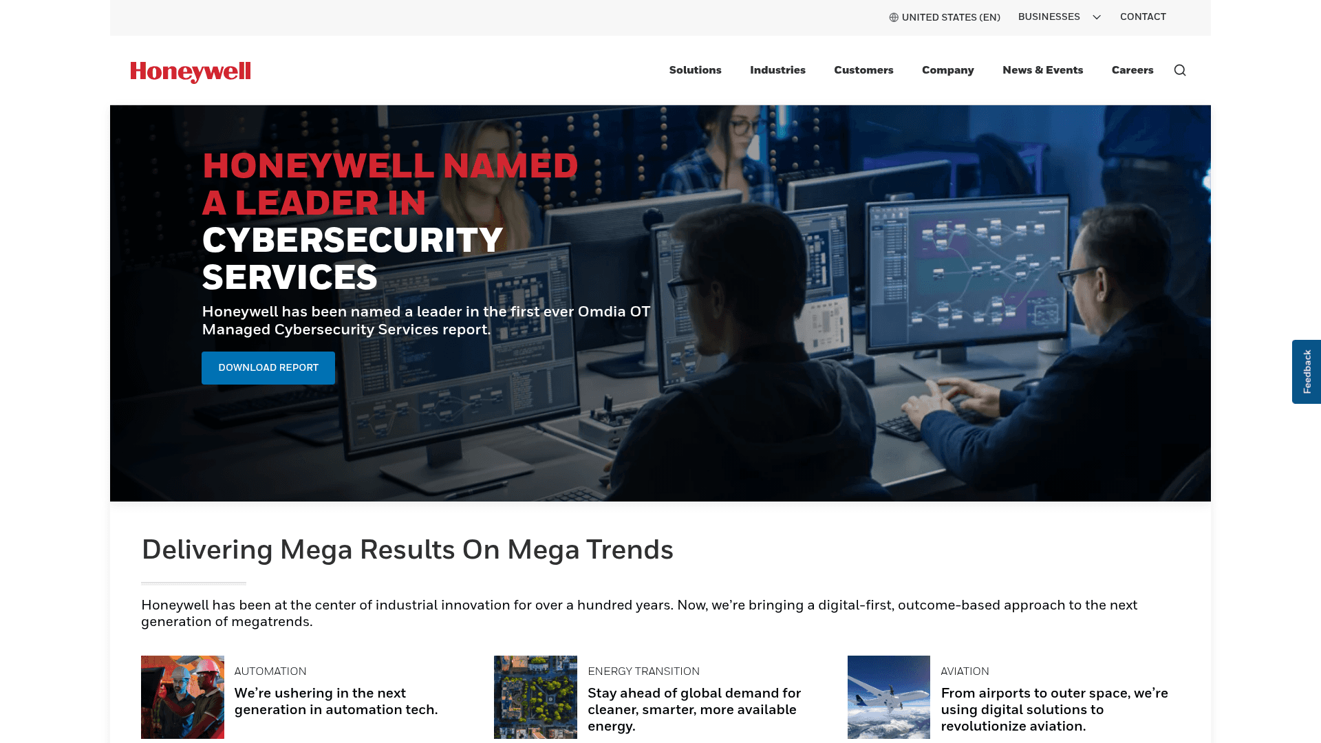 Honeywell website screenshot