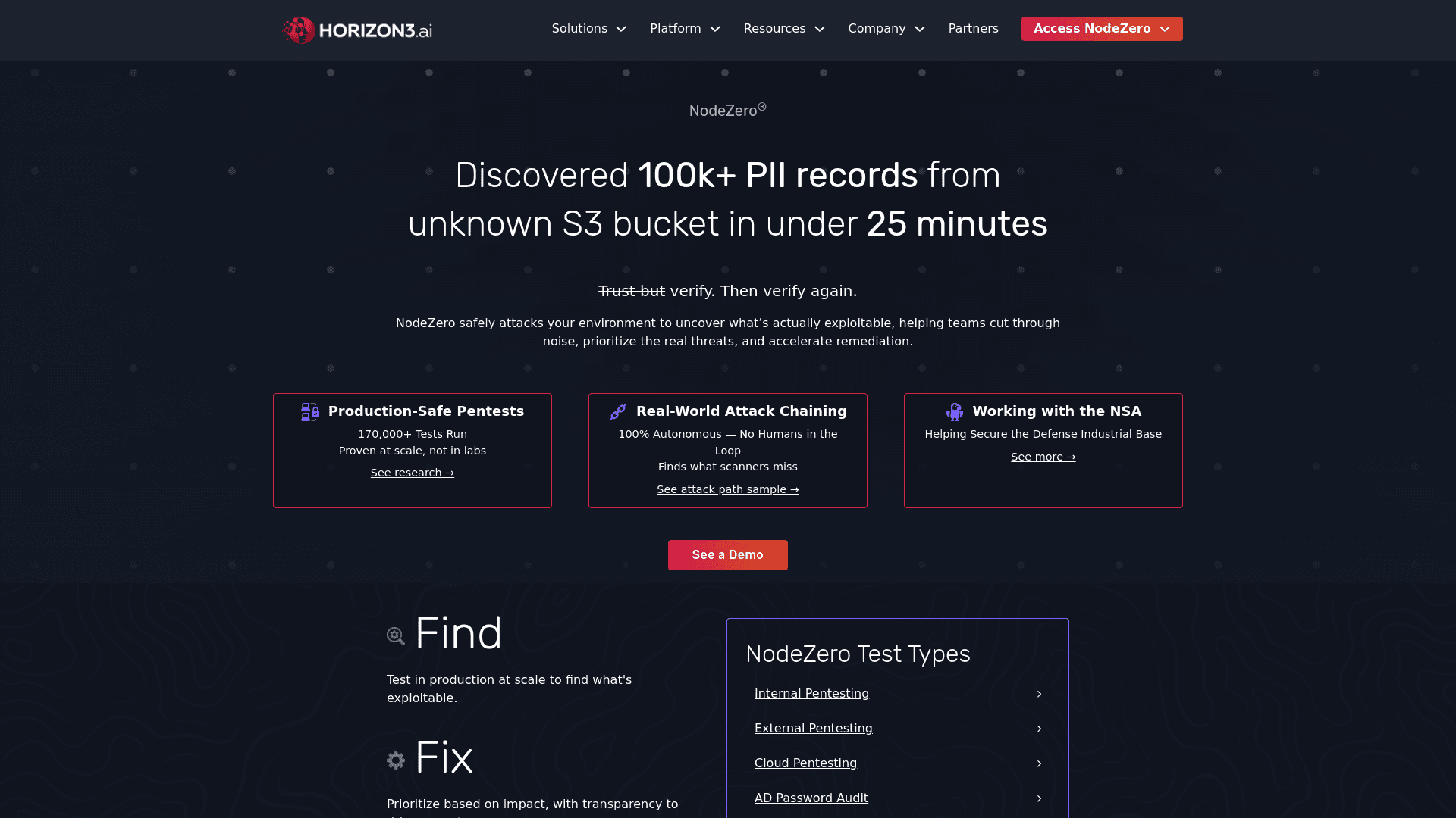 Horizon3.ai website screenshot