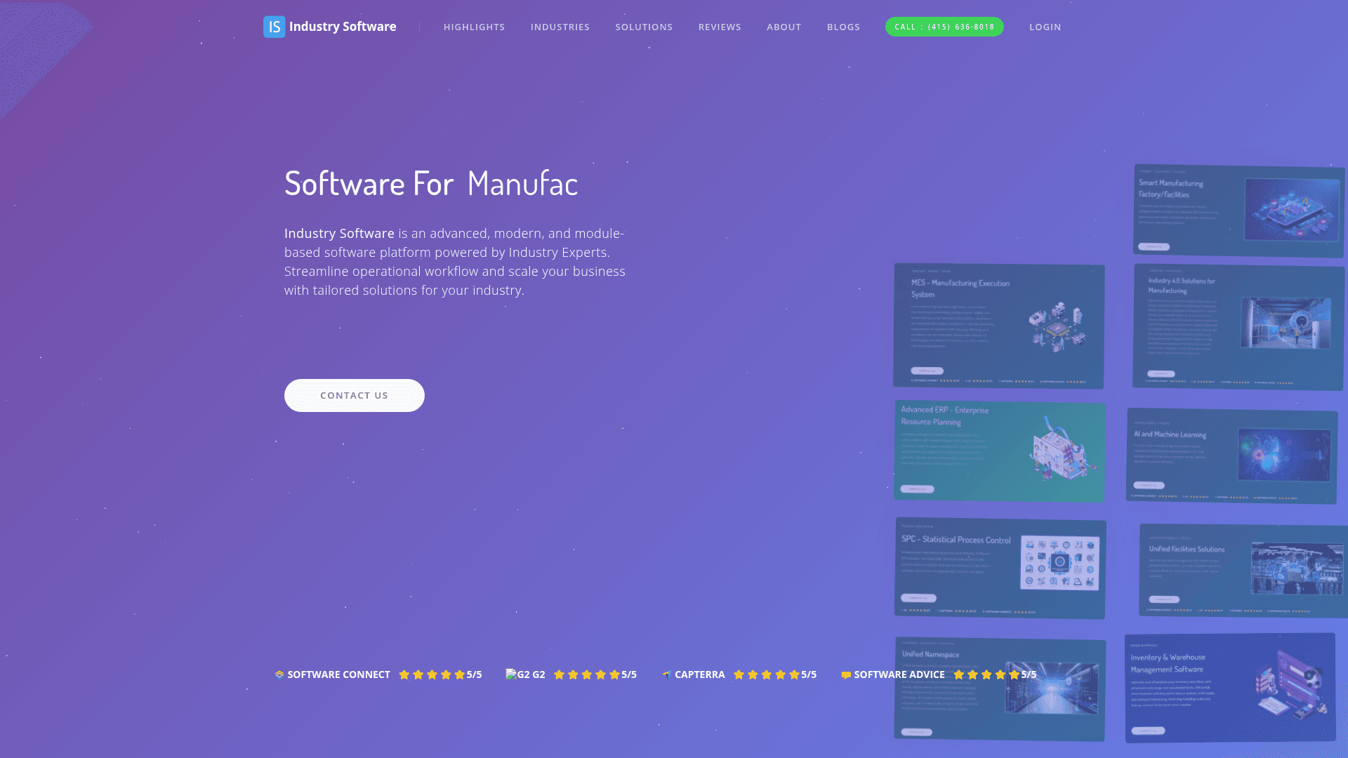 Industry Software website screenshot