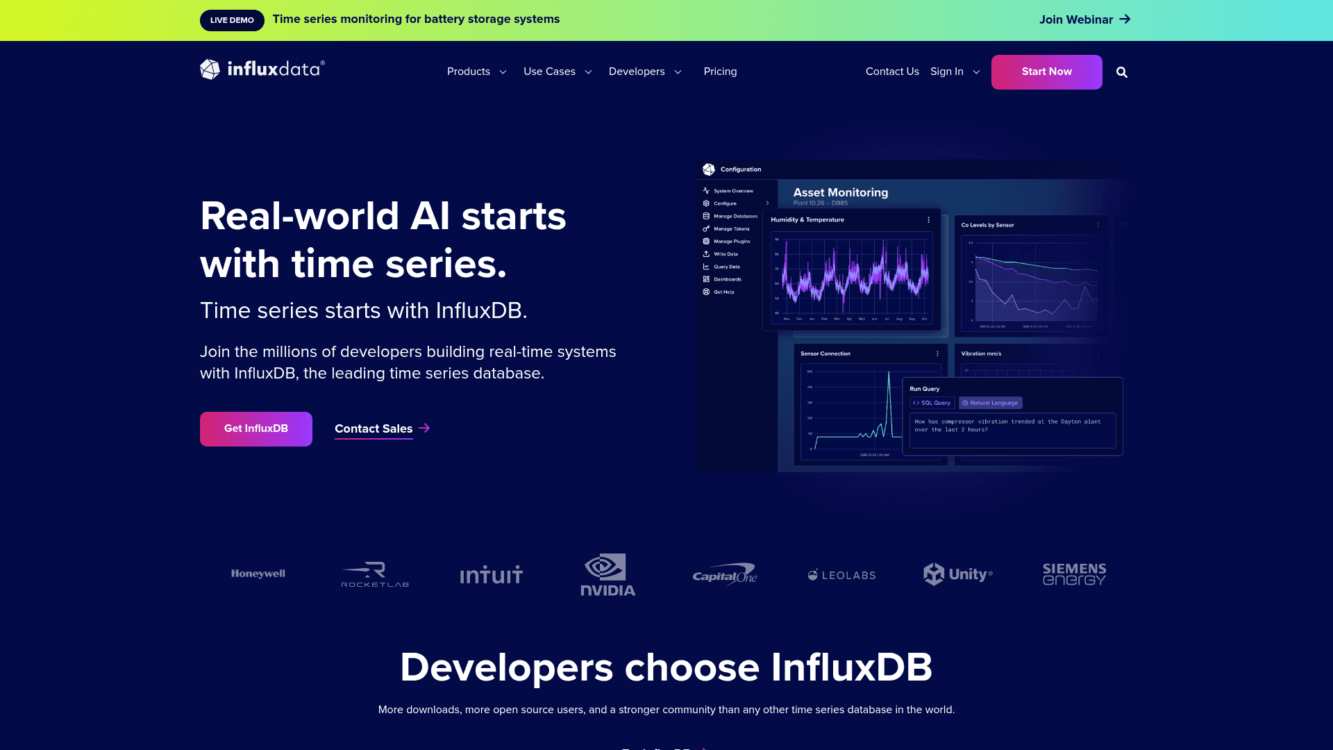 InfluxData website screenshot