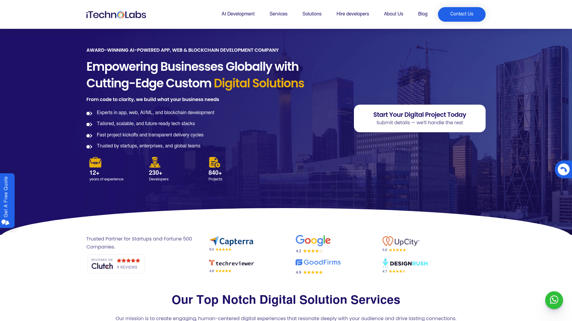 iTechnoLabs website screenshot