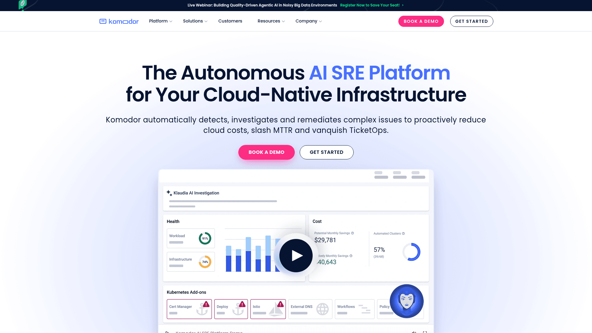 Komodor website screenshot