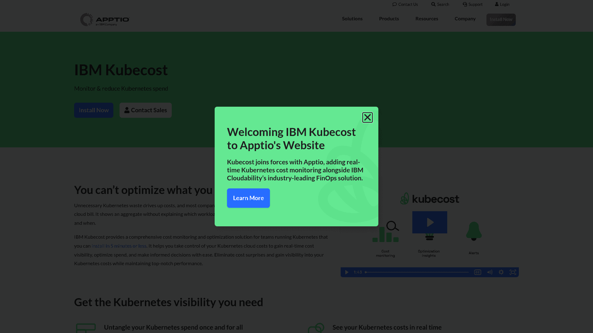 Kubecost website screenshot