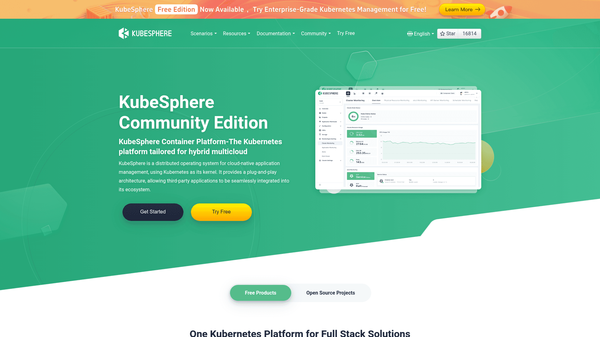 KubeSphere website screenshot