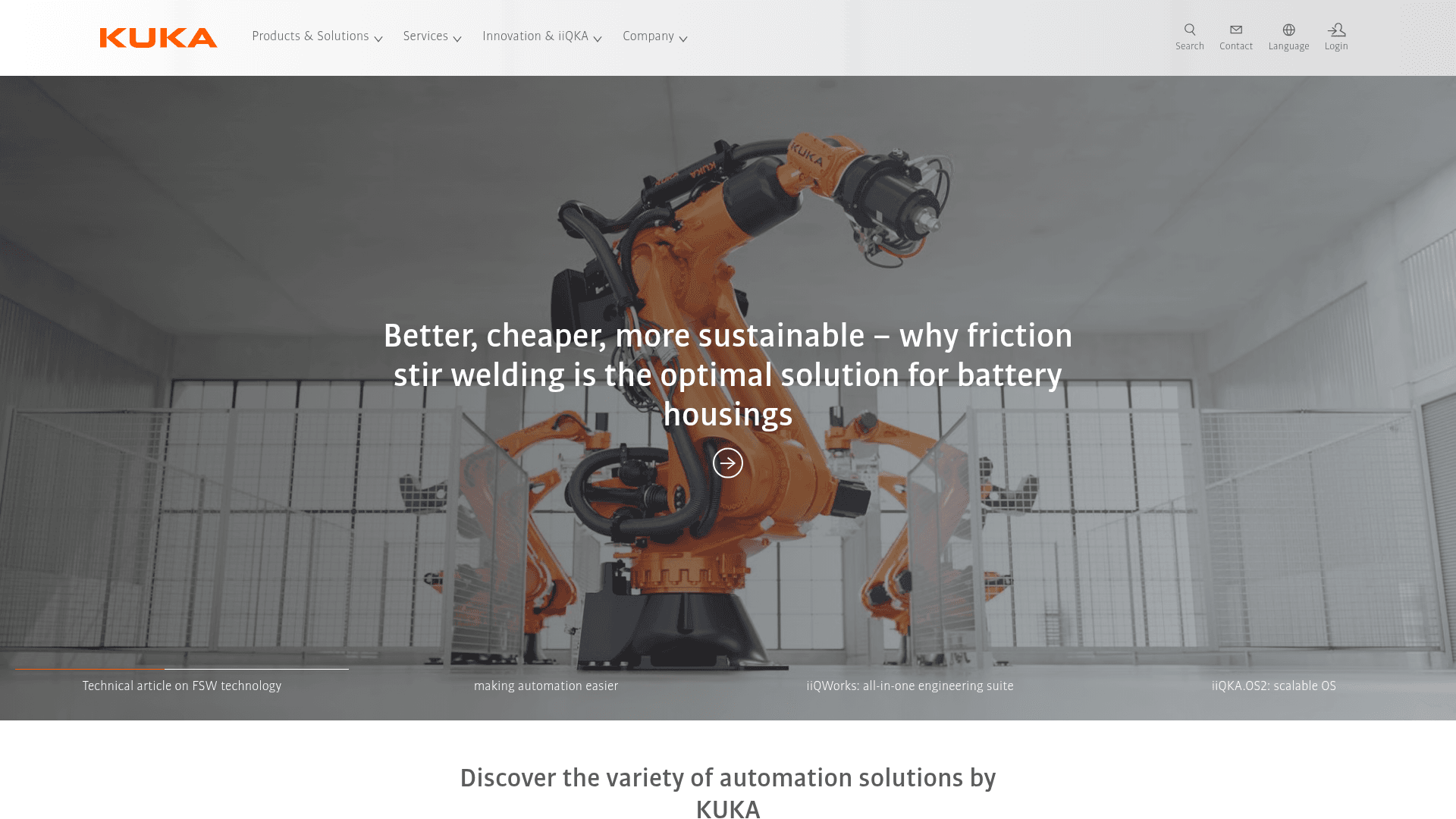 KUKA website screenshot