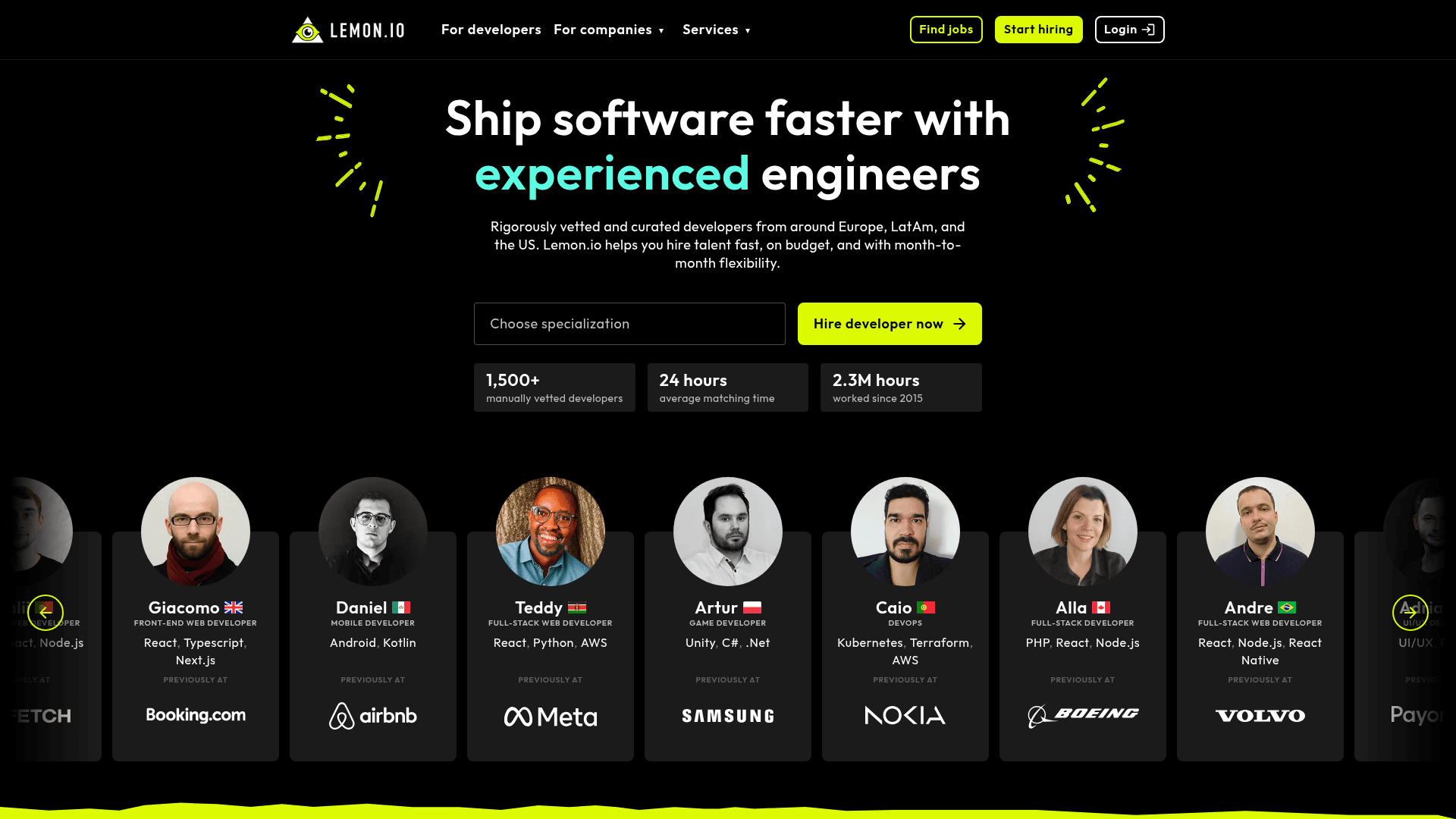 Lemon.io website screenshot