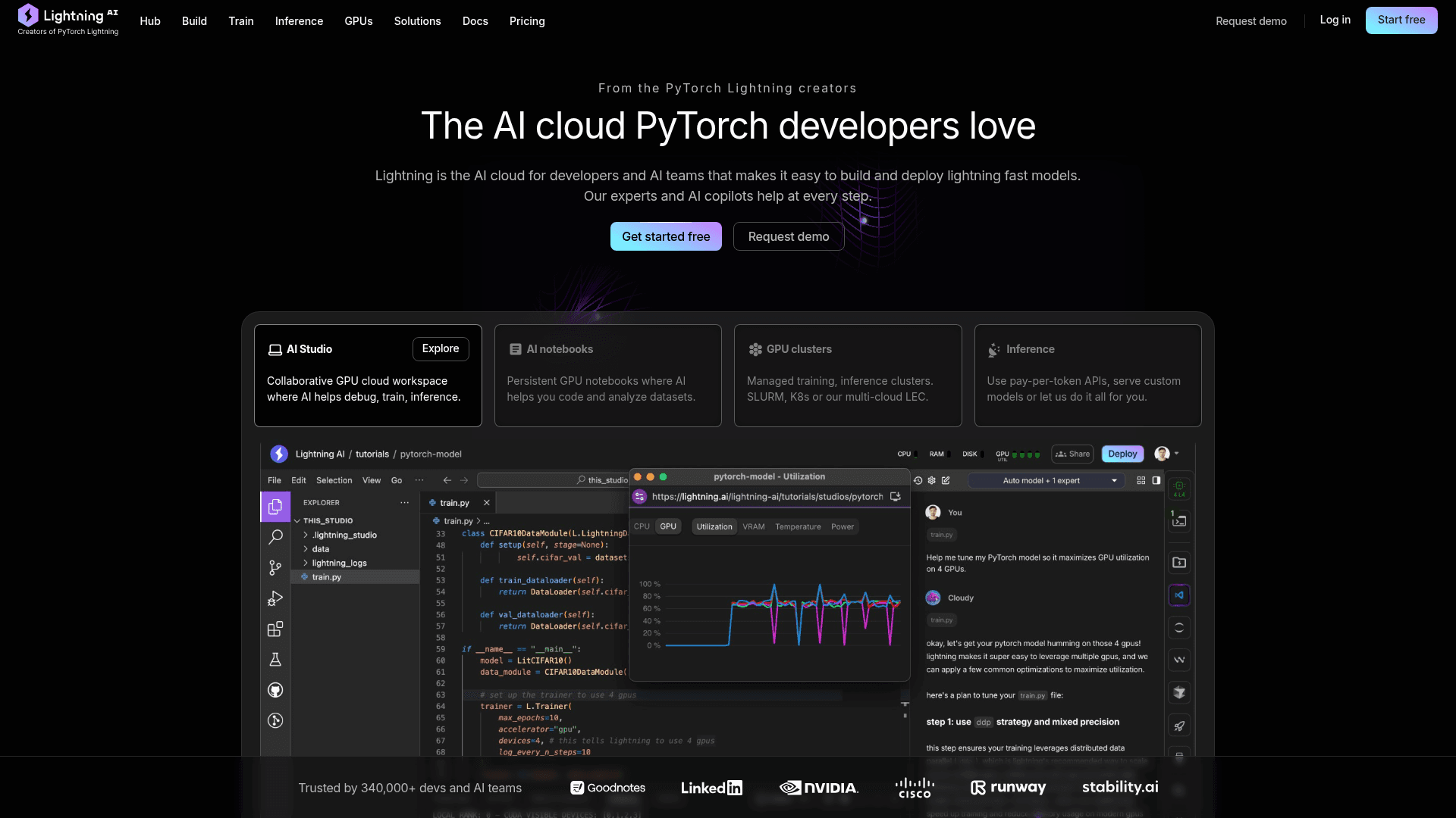 Lightning AI website screenshot