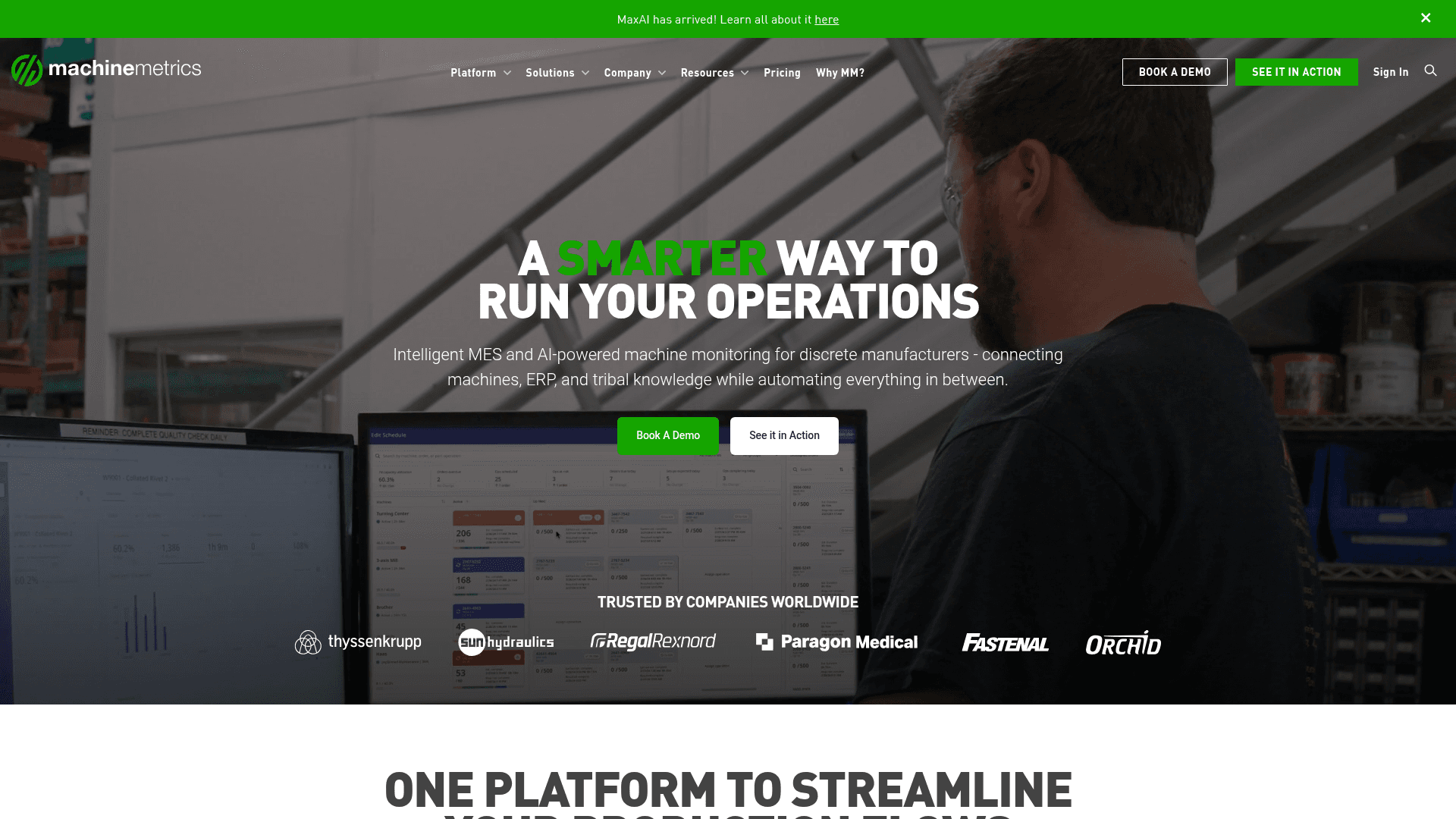 MachineMetrics website screenshot
