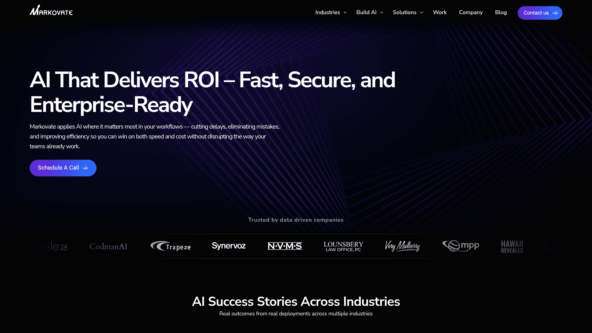 Markovate website screenshot