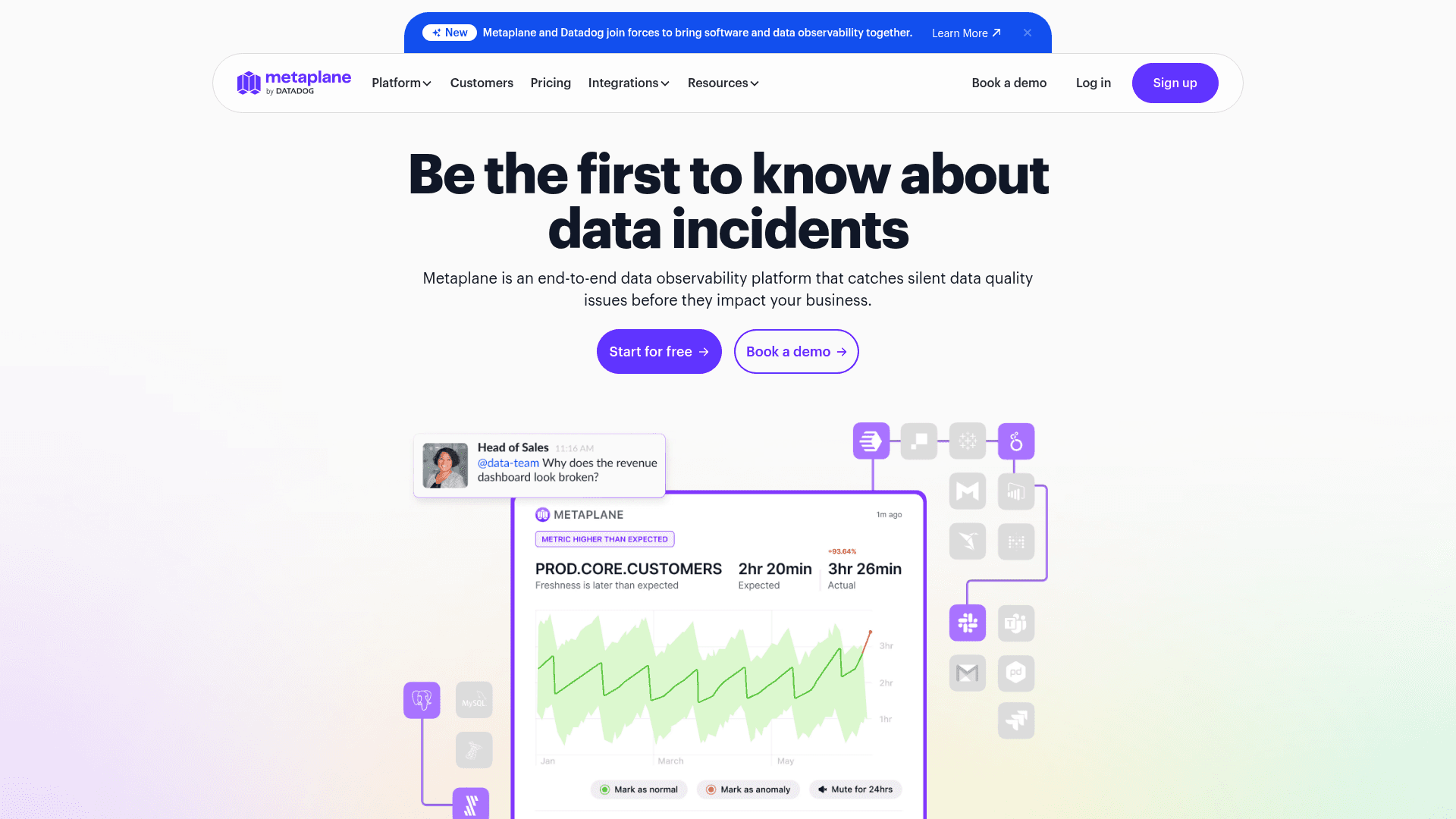 Metaplane website screenshot