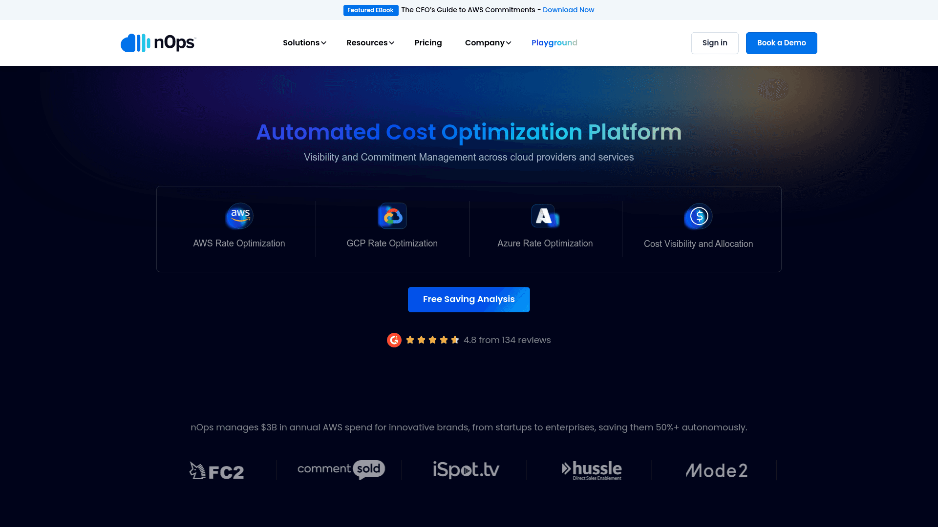 nOps website screenshot