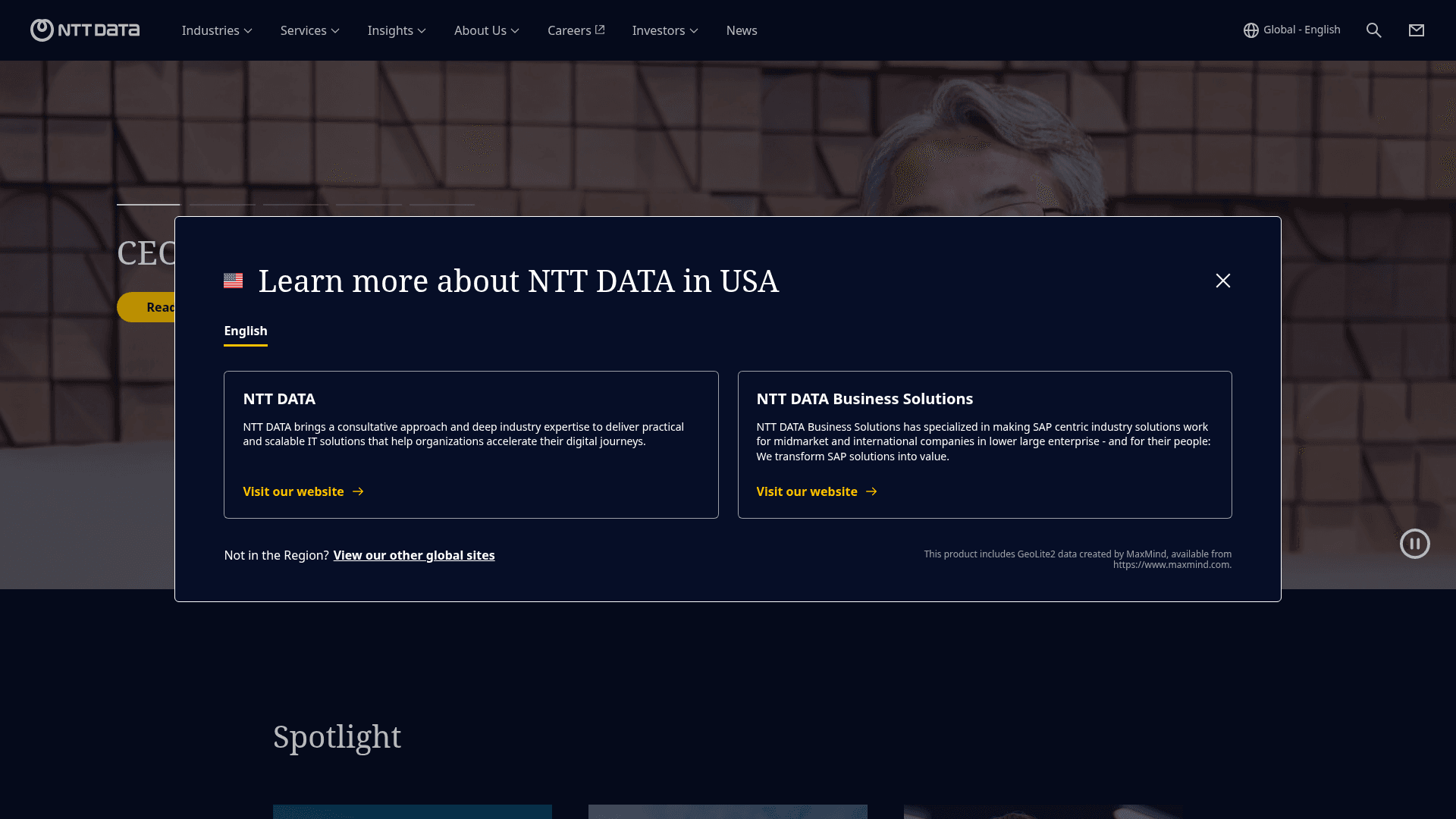 NTT DATA website screenshot