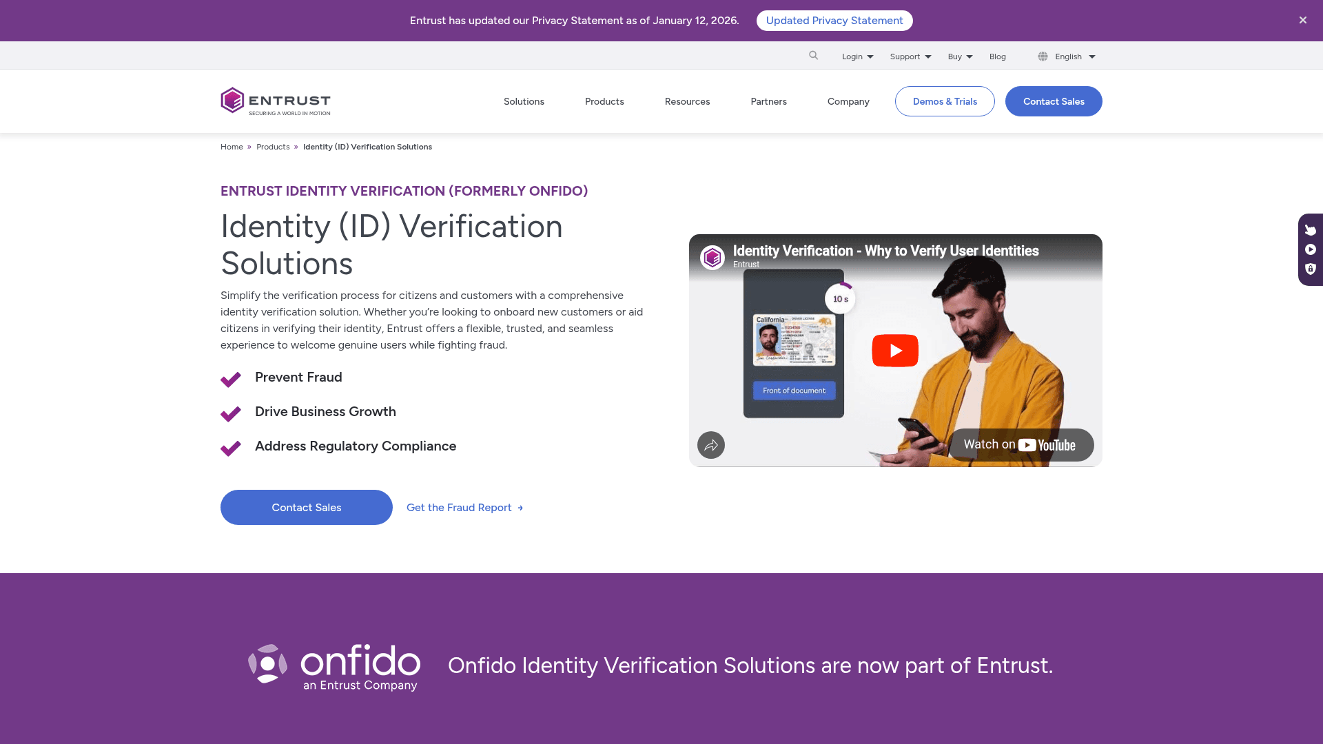 Onfido website screenshot