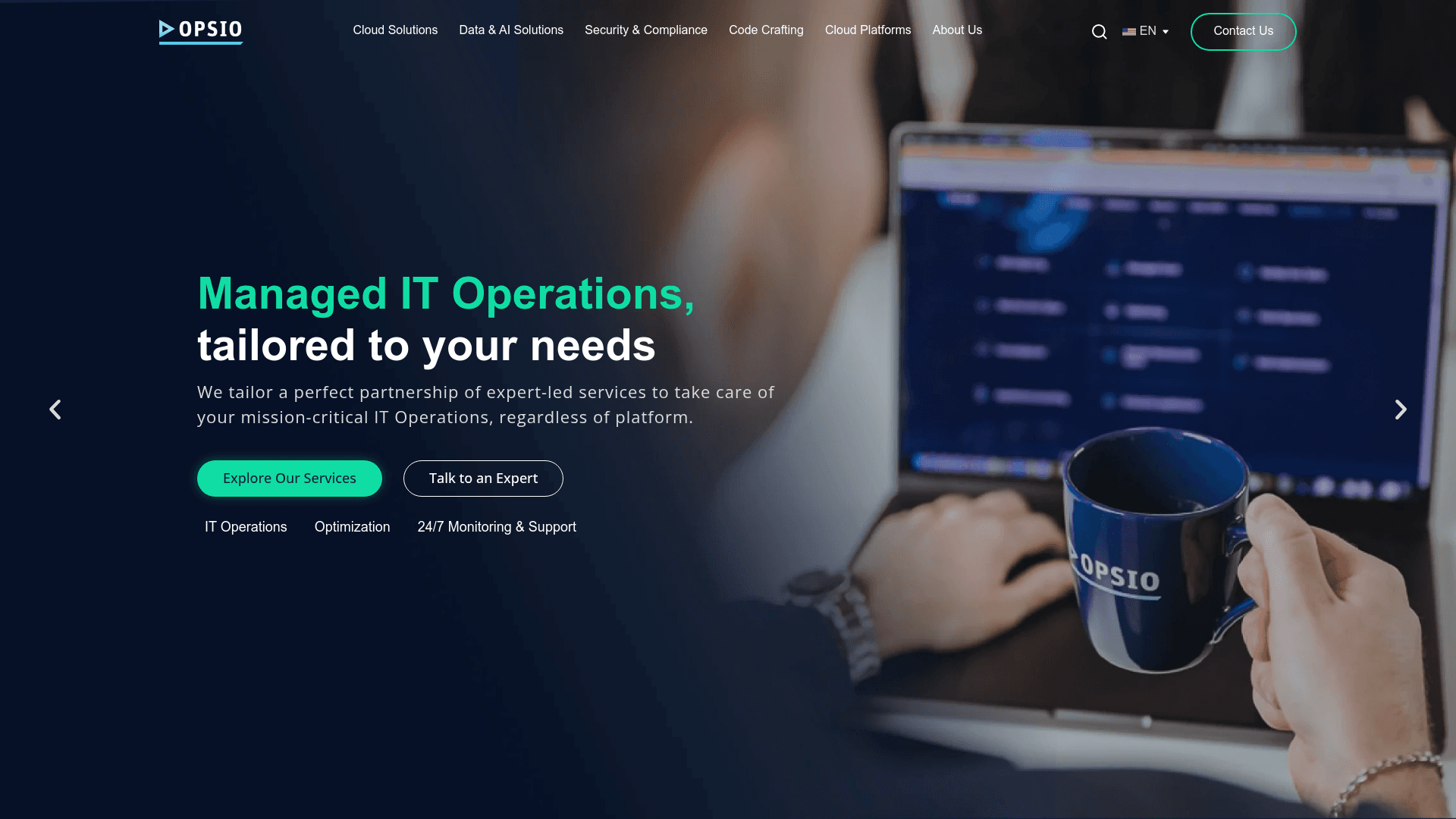 OpsioCloud website screenshot