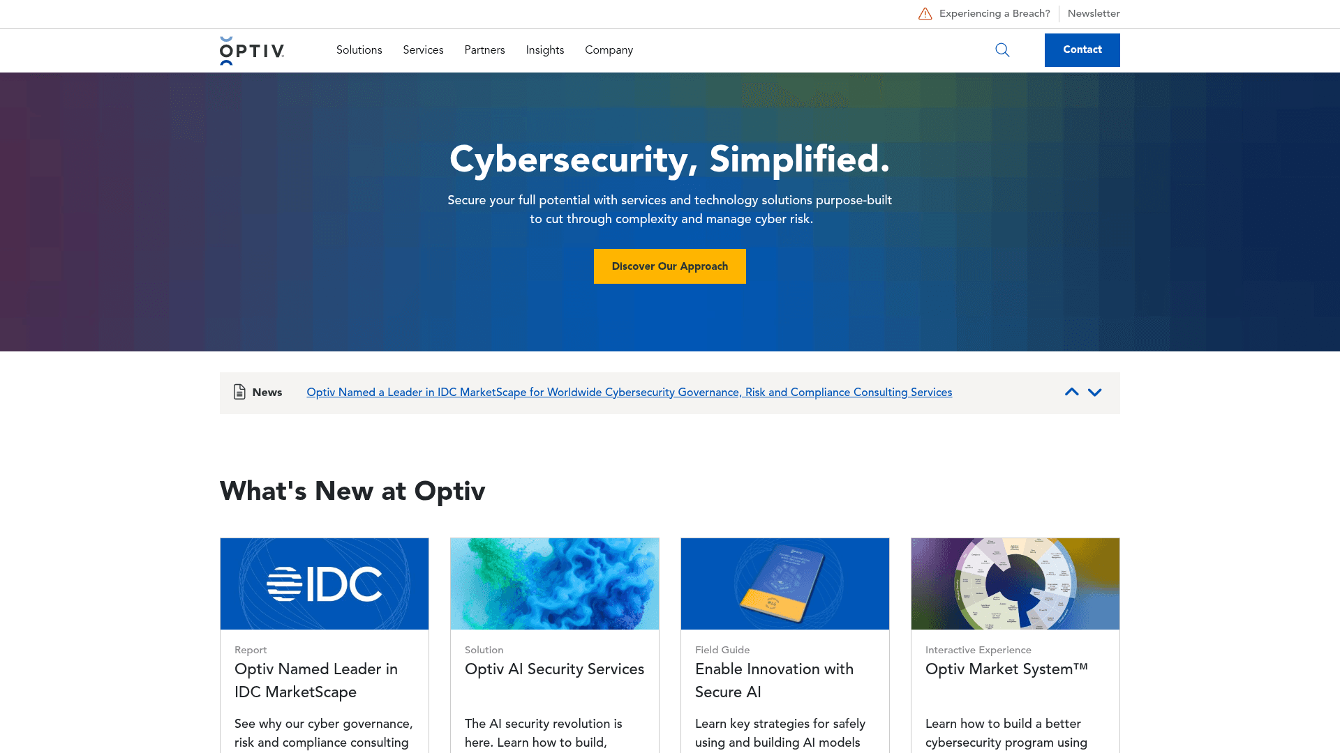 Optiv website screenshot