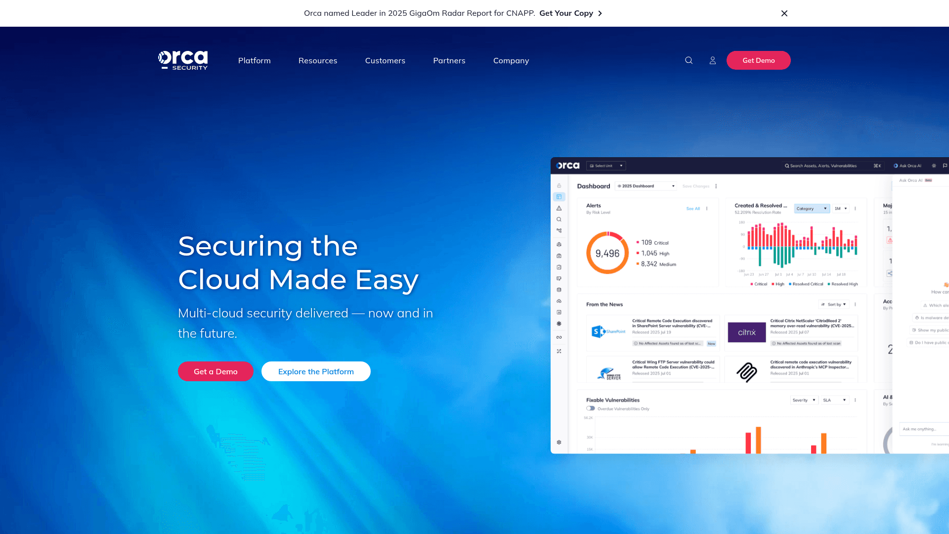 Orca Security website screenshot