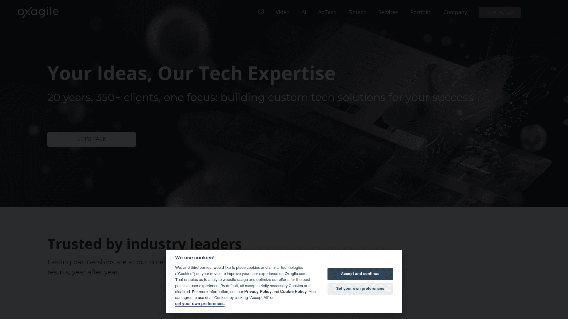 Oxagile website screenshot