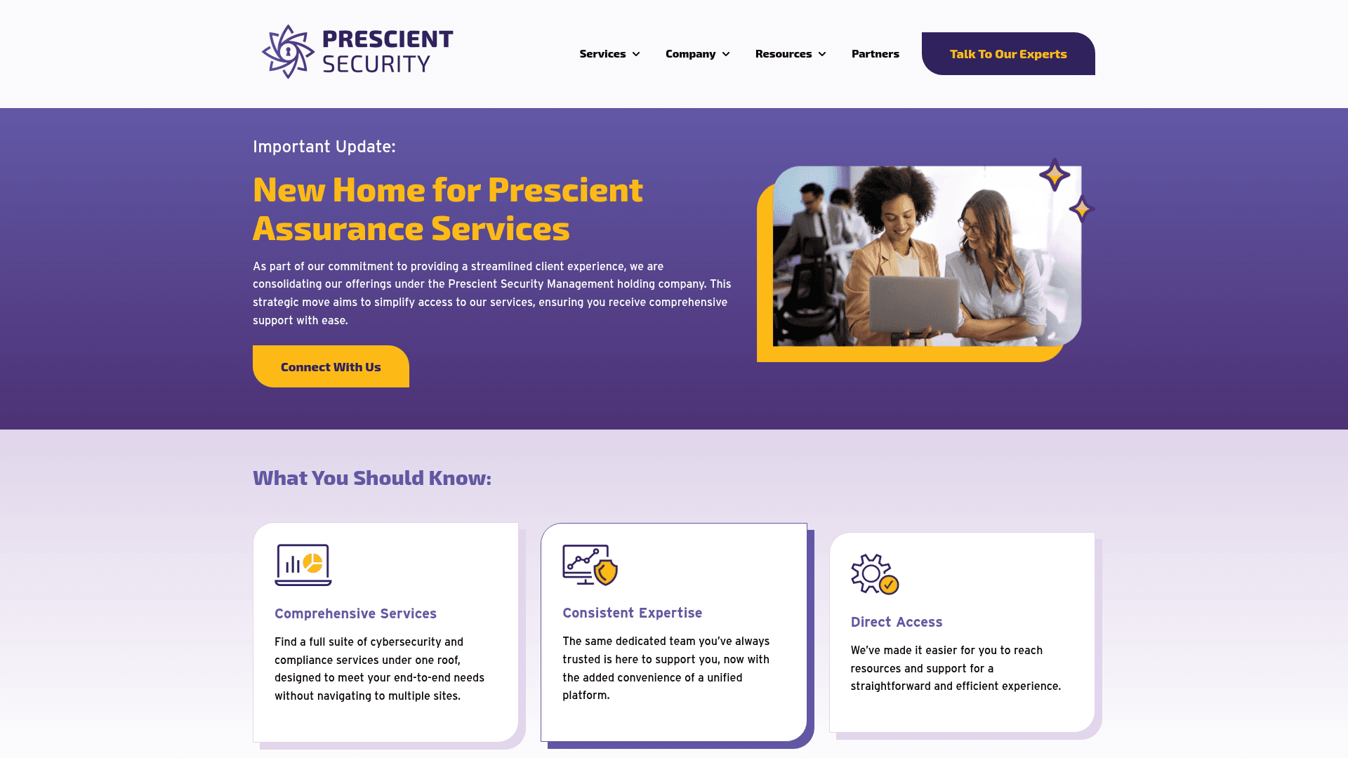 Prescient Assurance website screenshot