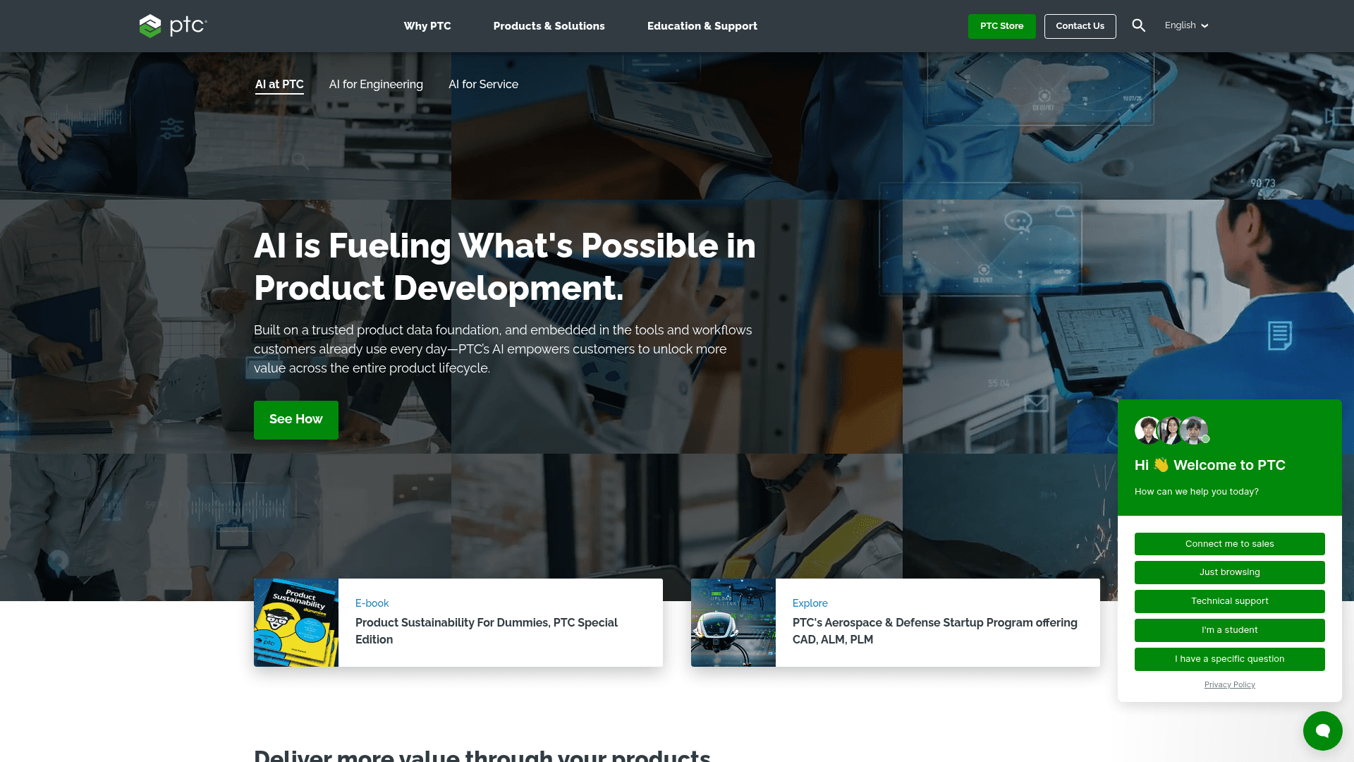 PTC website screenshot