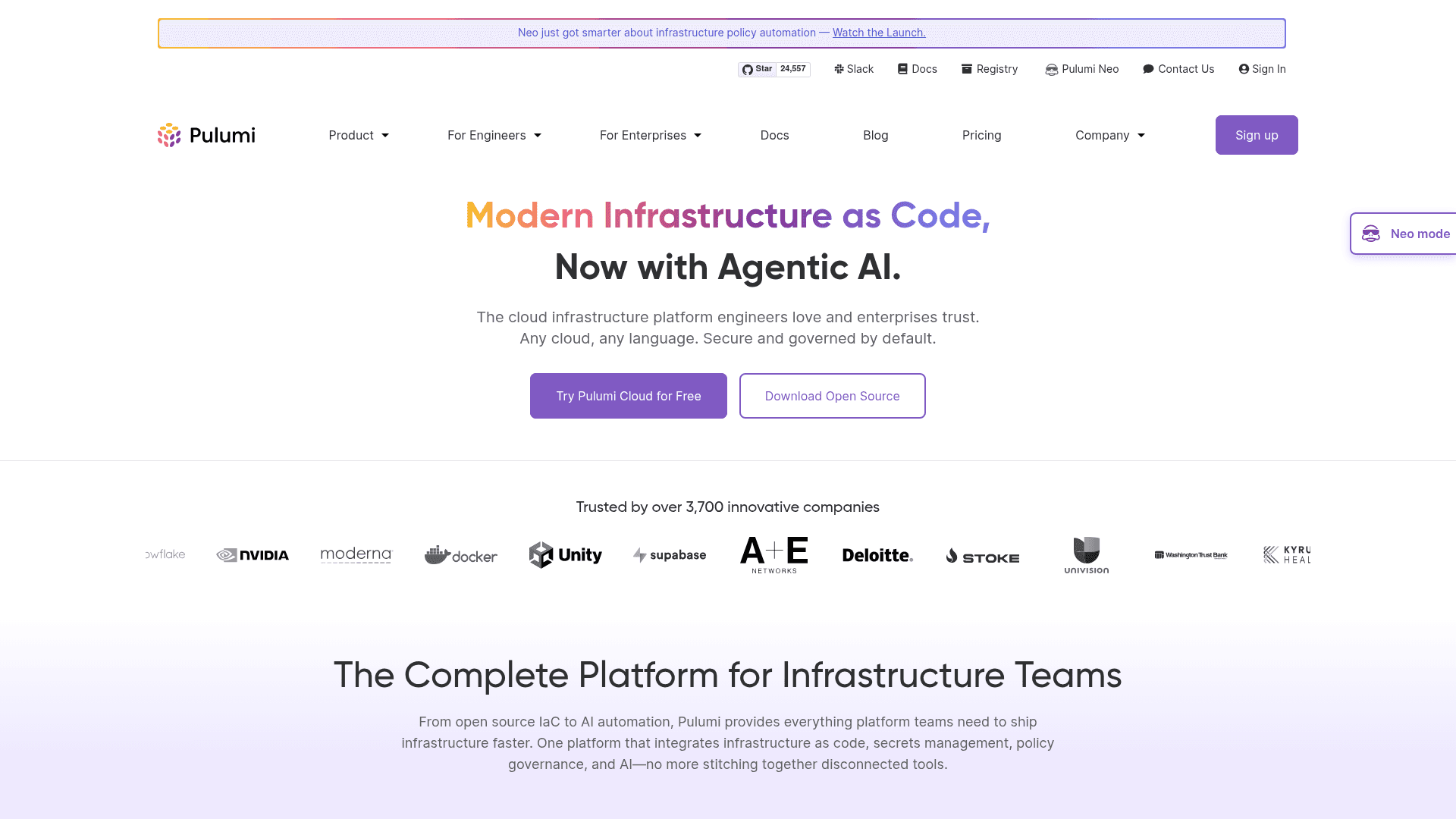 Pulumi website screenshot