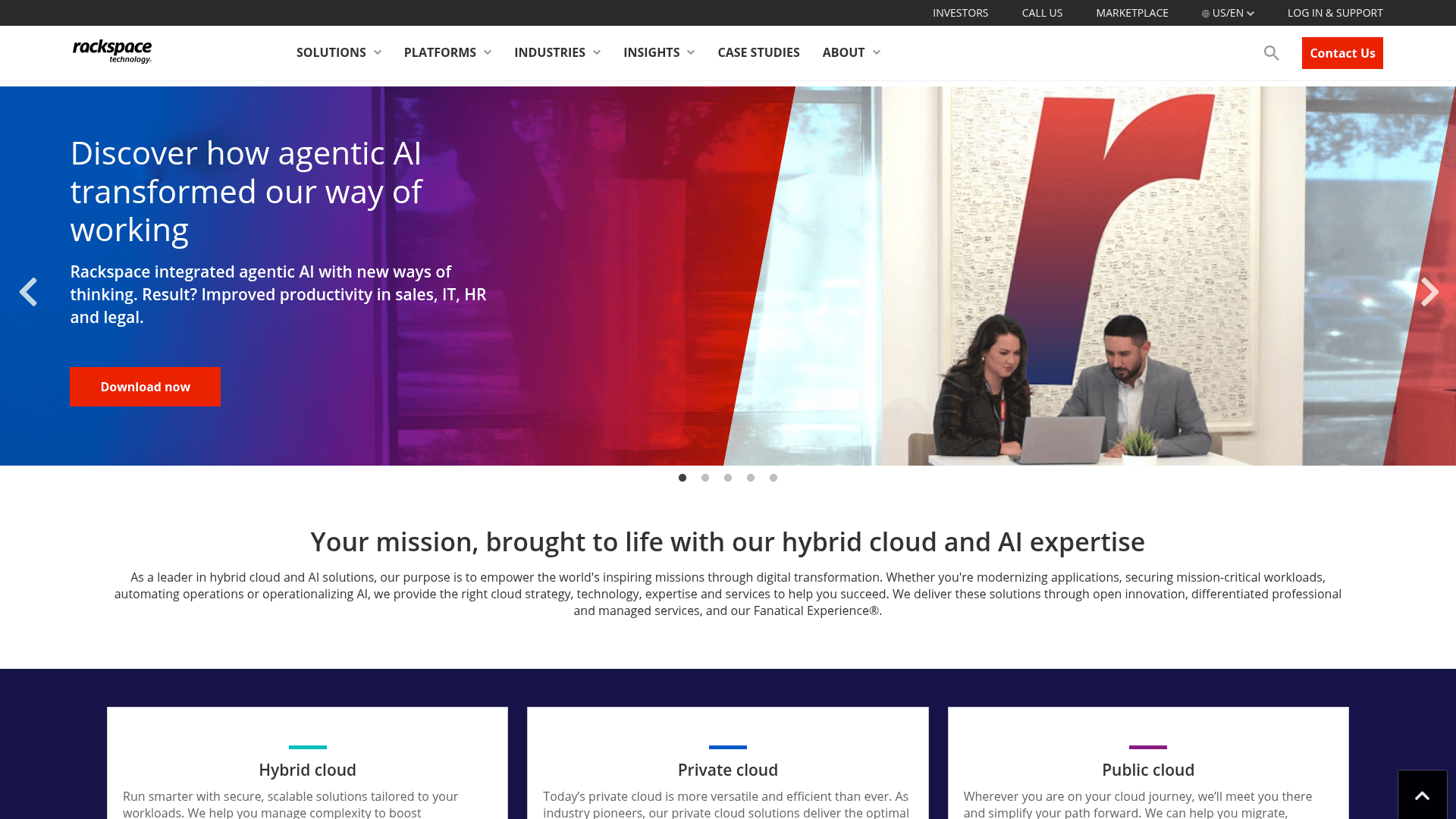 Rackspace Technology website screenshot