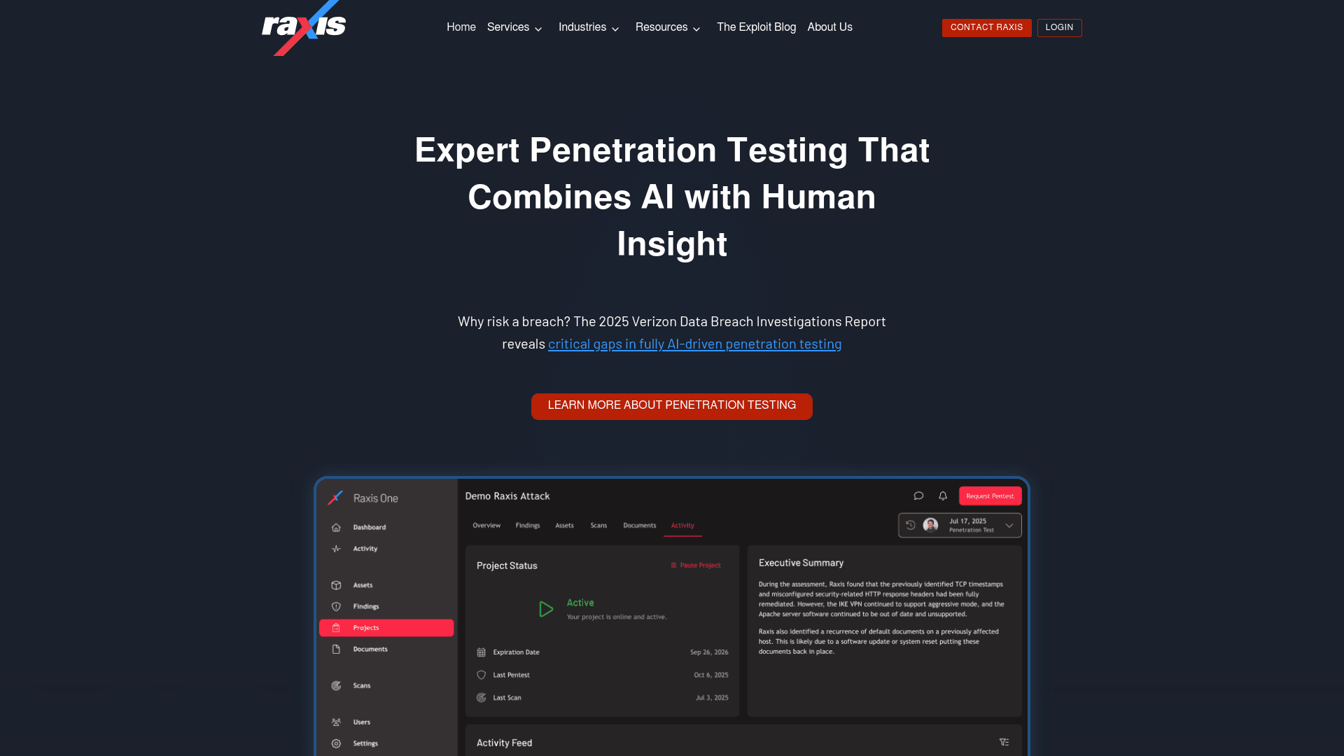 Raxis website screenshot