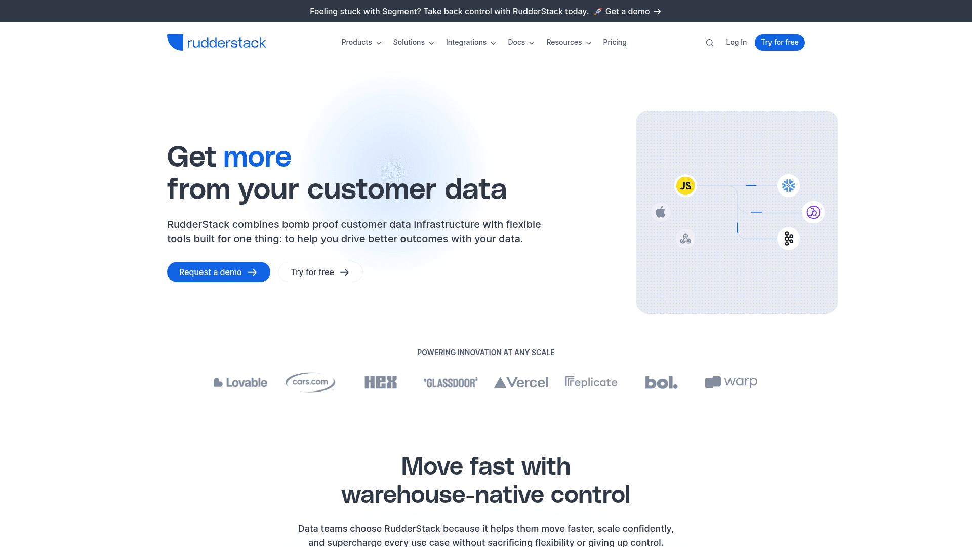 RudderStack website screenshot