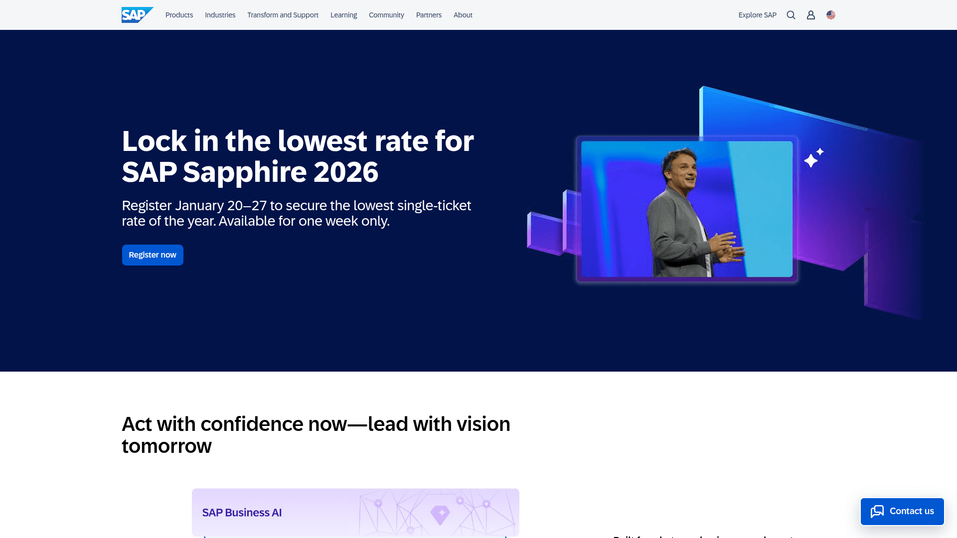 SAP website screenshot